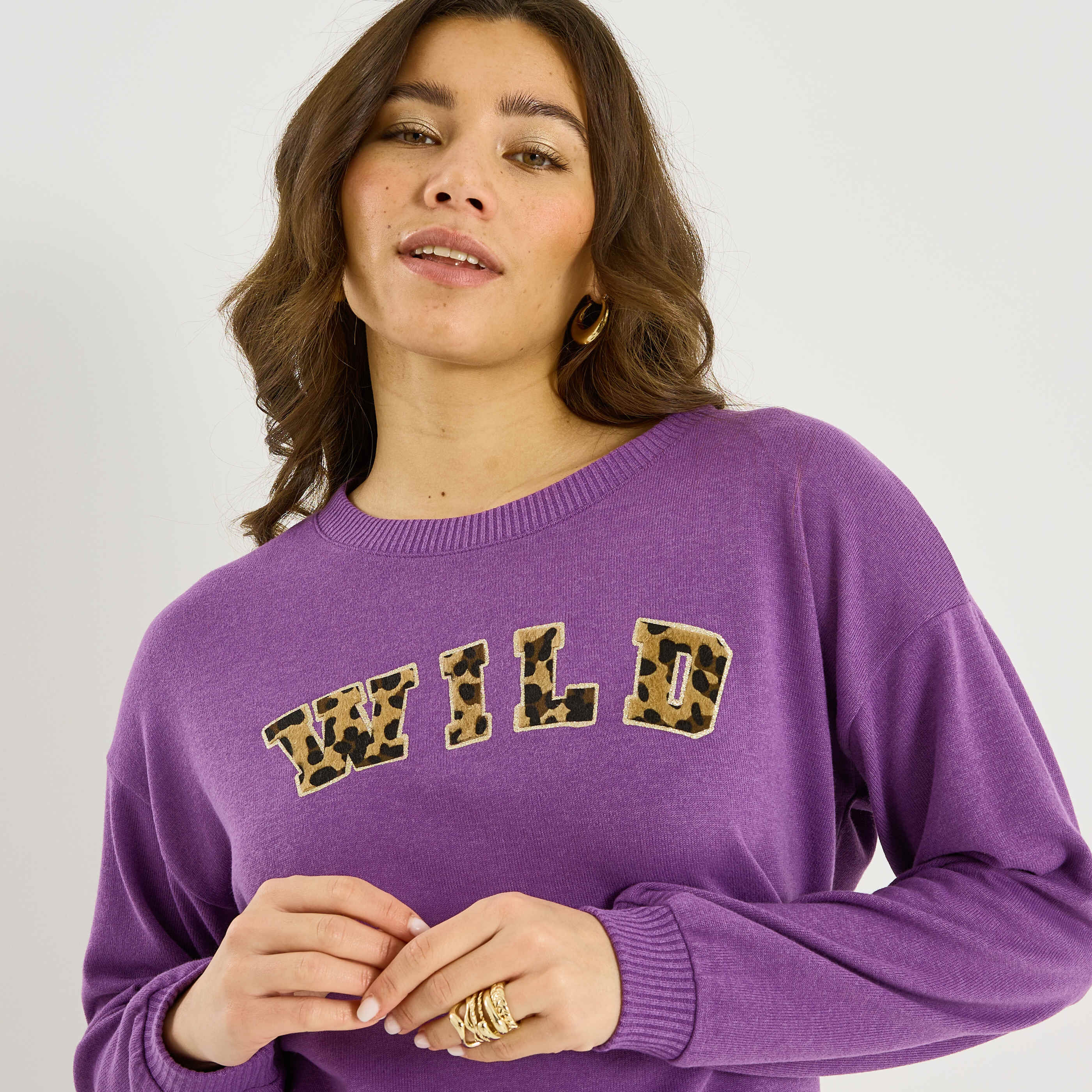 T-shirt doudou print l&eacute;opard femme