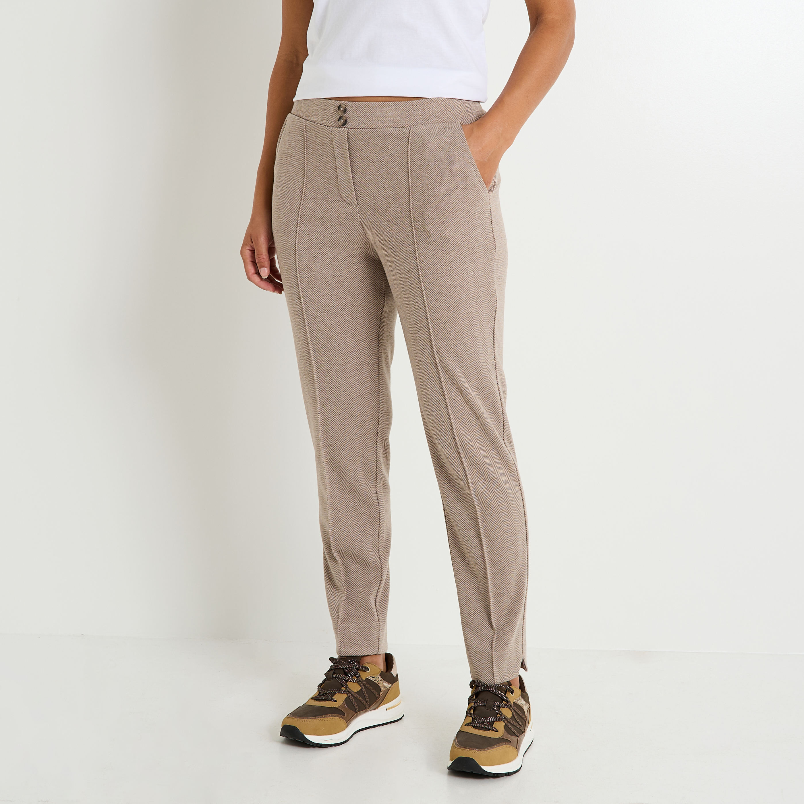 Pantalon cigarette en maille femme