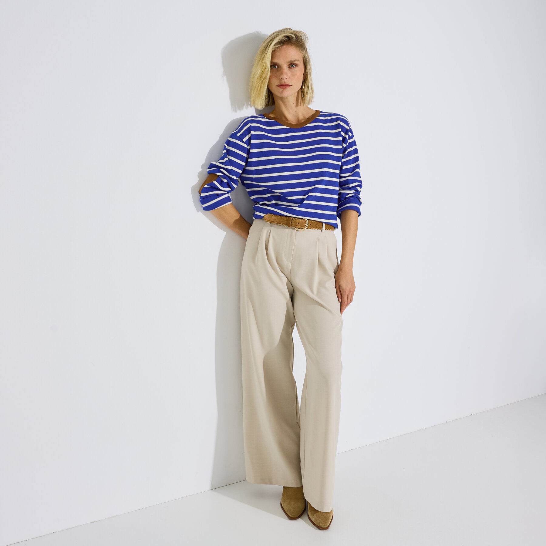 Tee-shirt ray&eacute; coudi&egrave;re c&oelig;ur femme