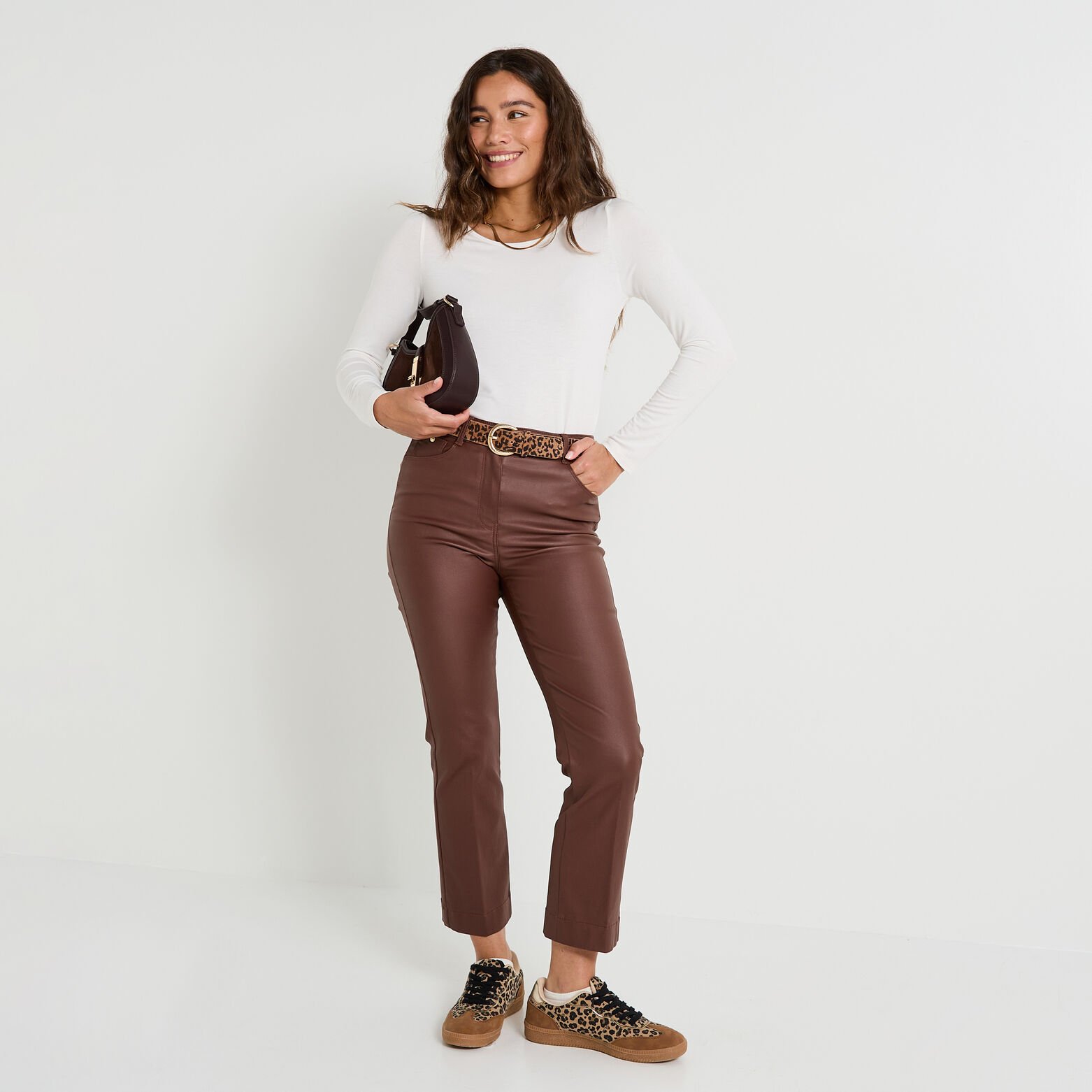 T-shirt uni à col rond femme