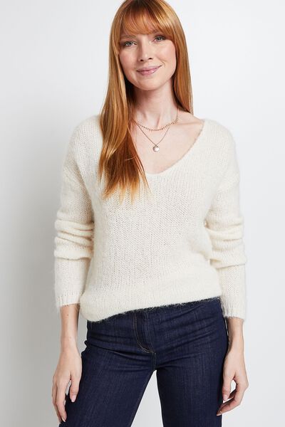 Pull loose col V femme