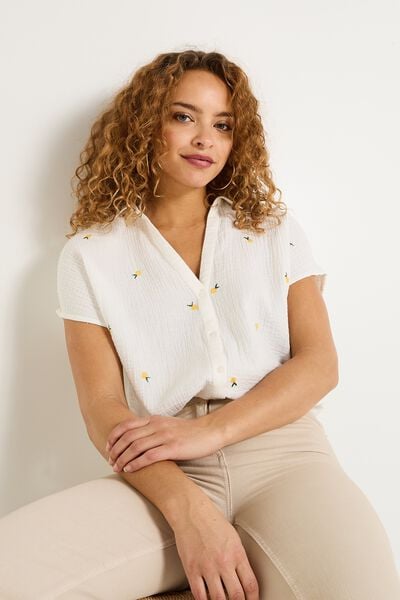 Chemise brodée femme