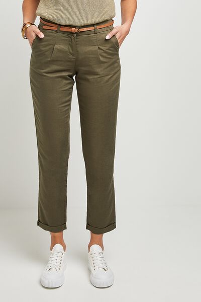 Chino lin mélangé femme