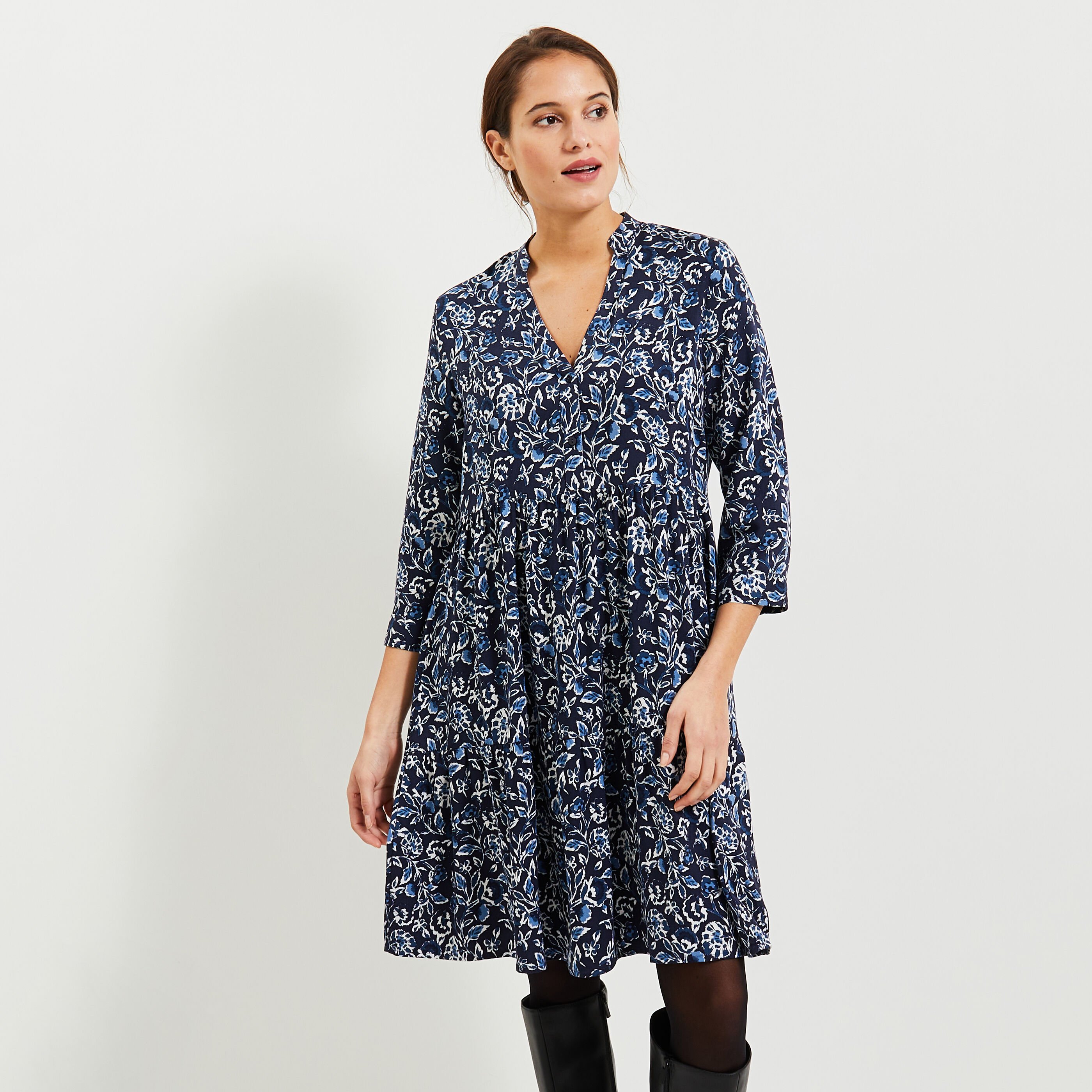 Robe fluide imprim&eacute;e femme