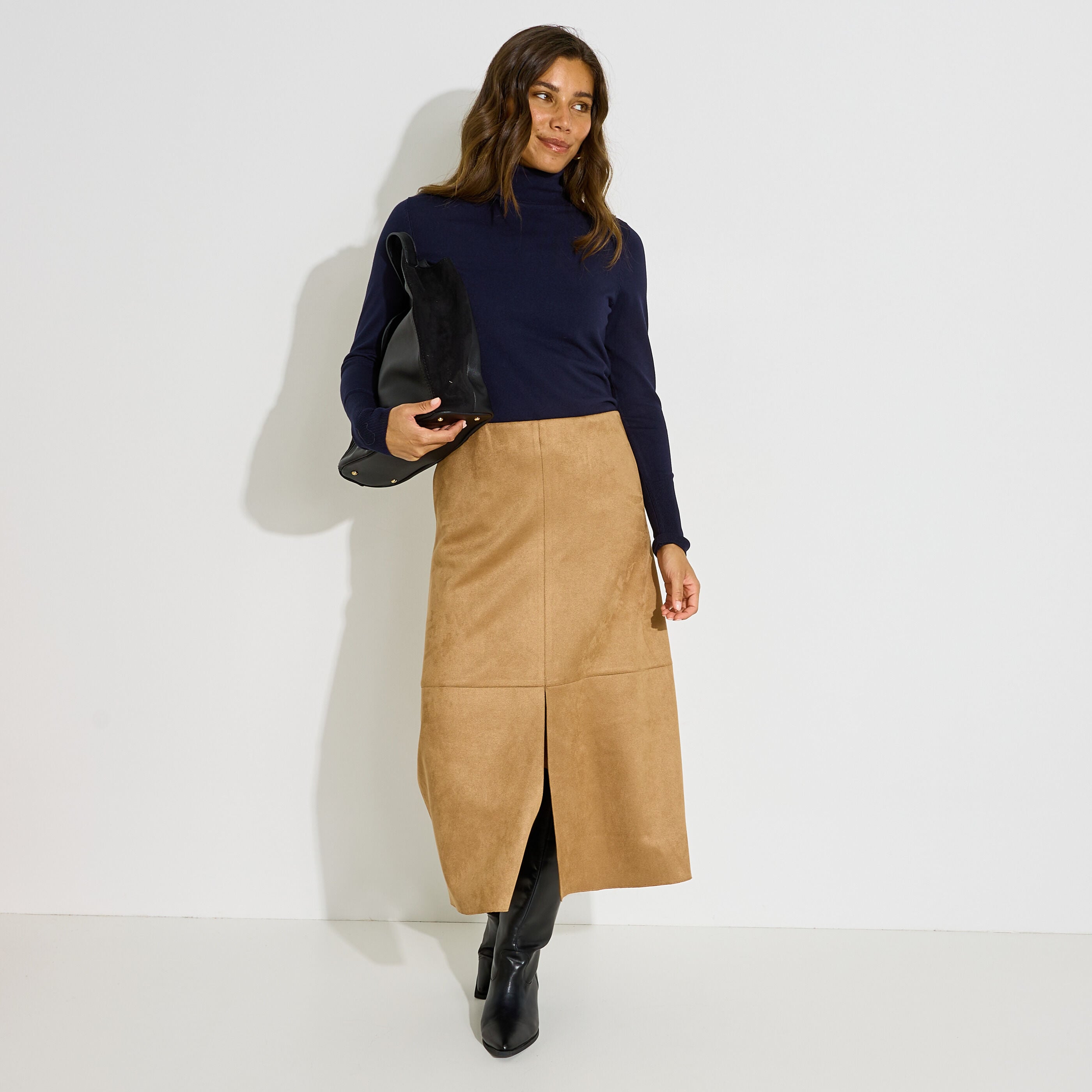 Pull col roul&eacute; maille fine femme