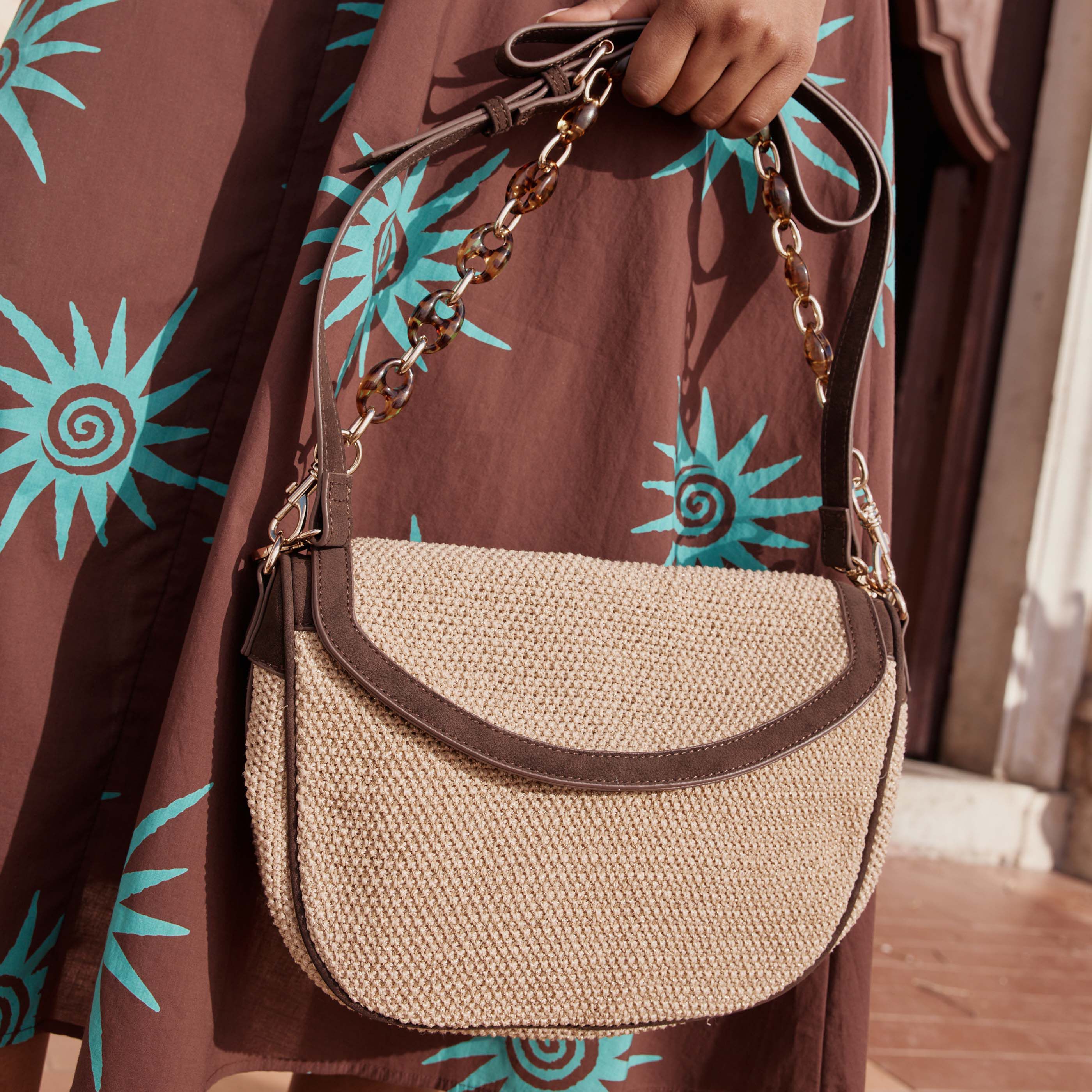 Sac tress&eacute; demi-lune femme