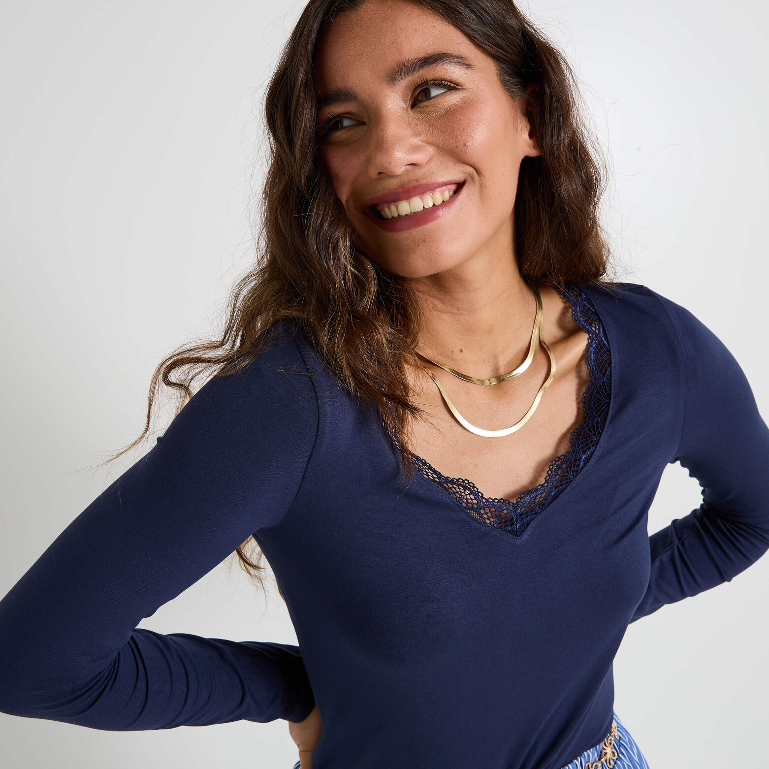 T-shirt col V femme