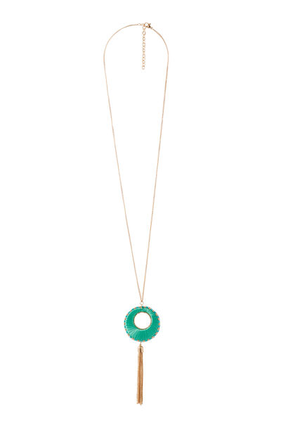 Collier pendentif disque et perles