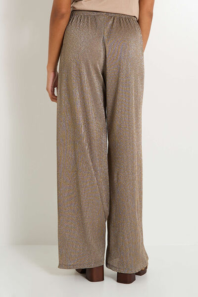 Pantalon plissé effet brillant femme