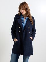 Manteau tweed boutons femme