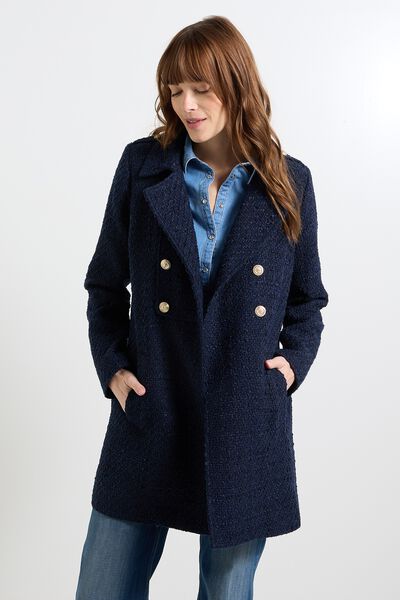 Manteau tweed boutons femme