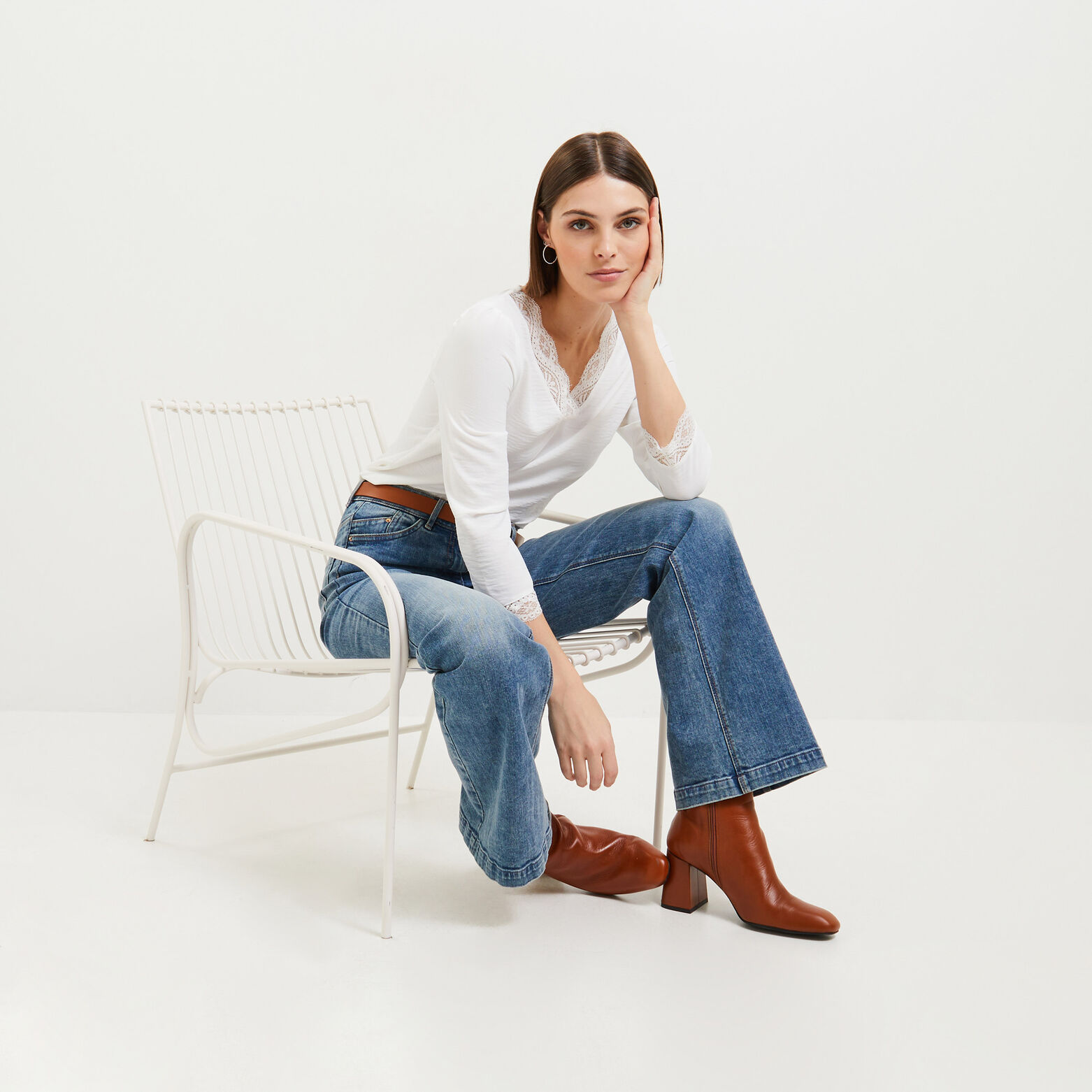 Blouse col V femme