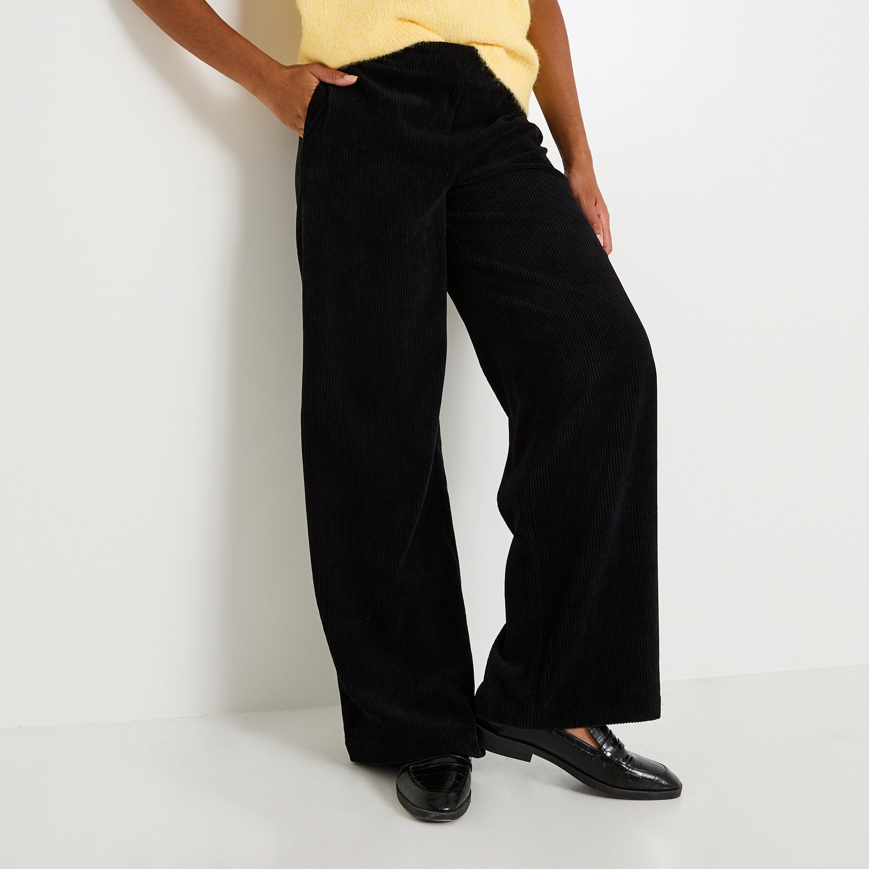 Pantalon large en velours femme