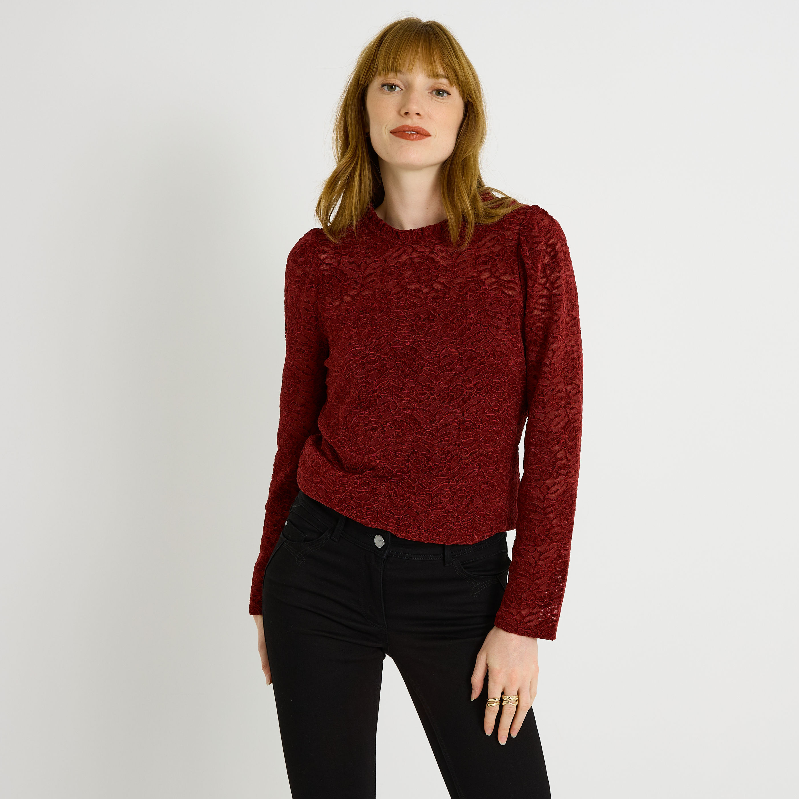 T-shirt col victorien femme