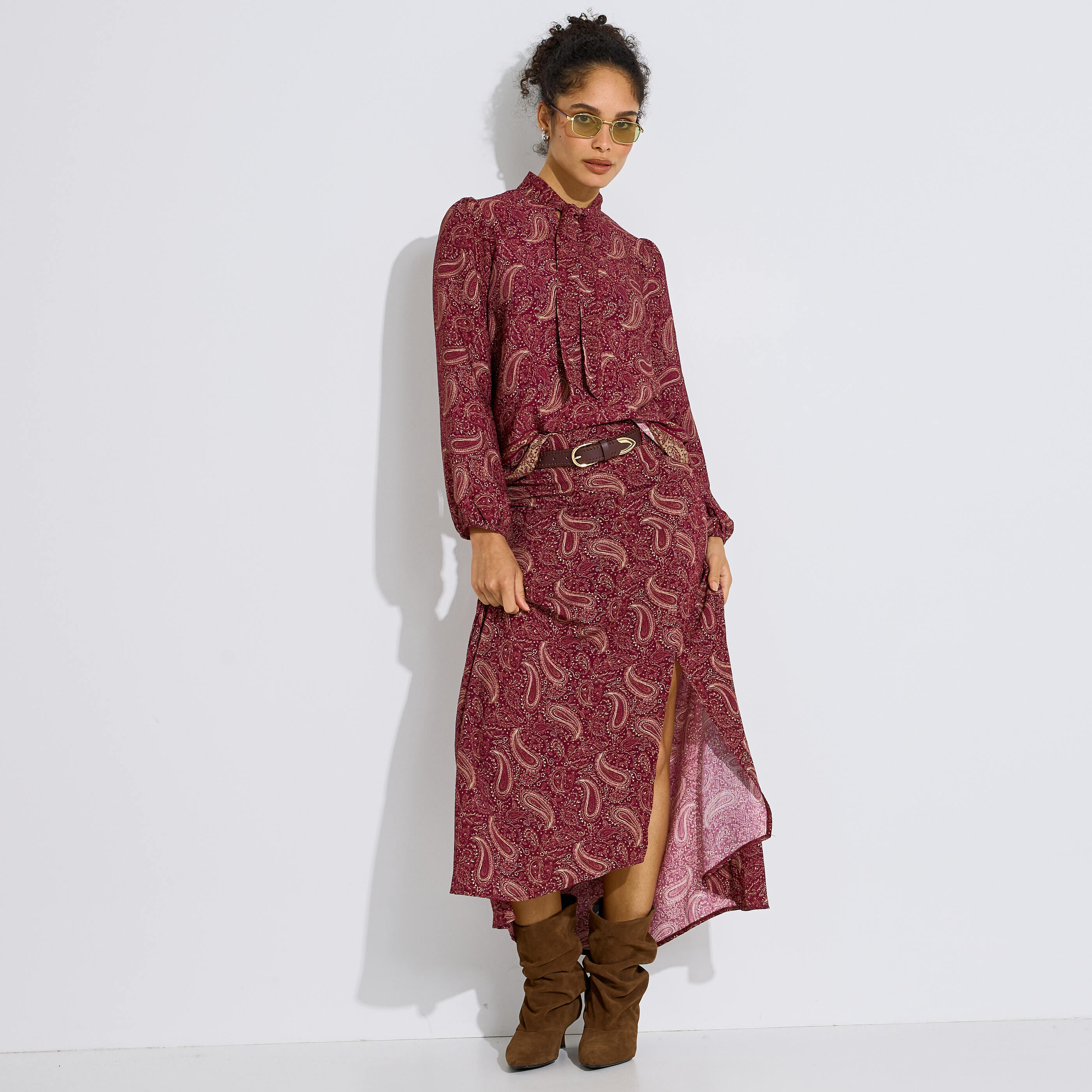 Jupe longue motif cachemire femme