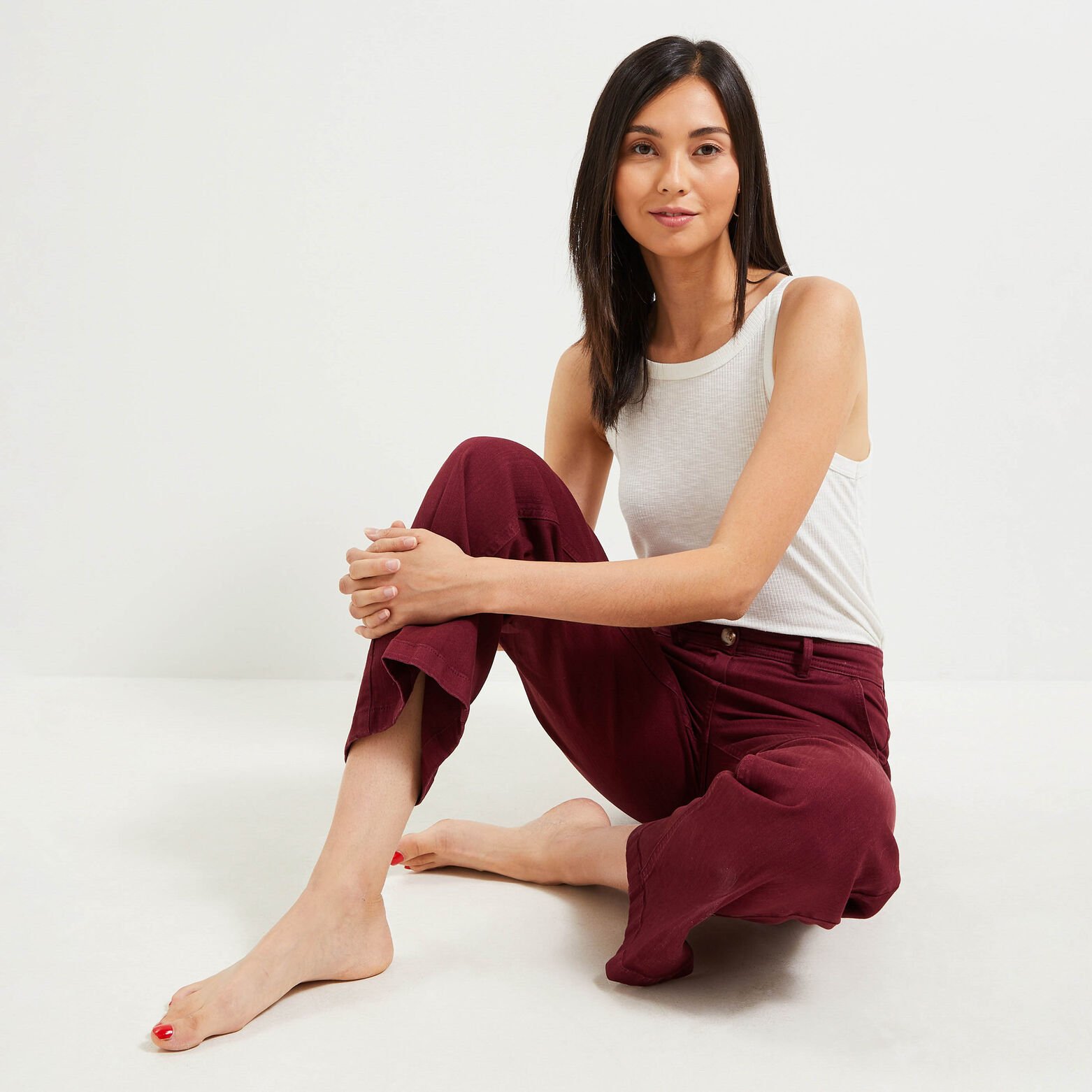 Pantalon flare raccourci femme