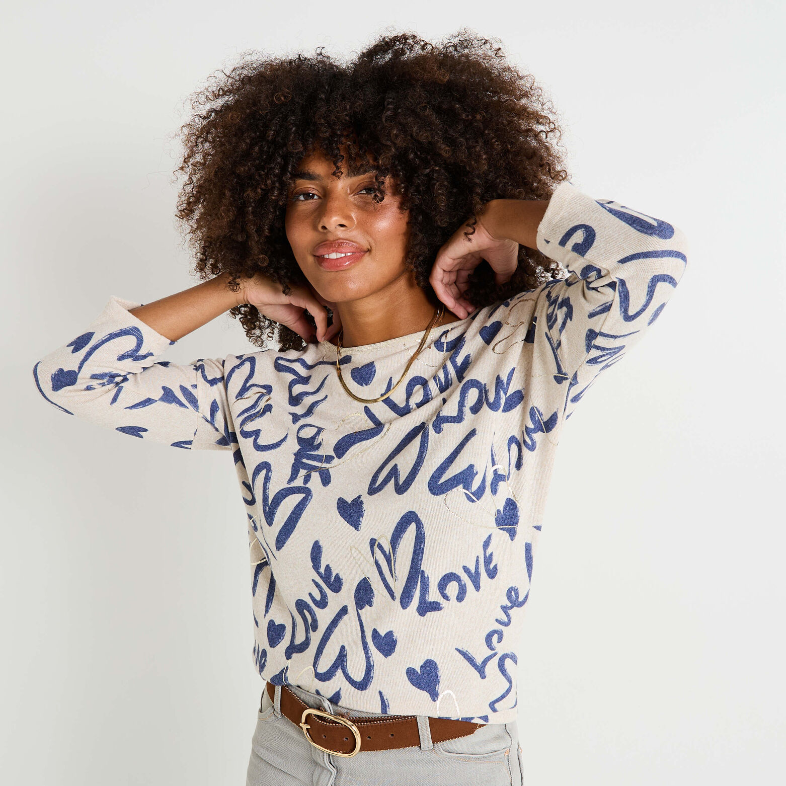 T-shirt imprimé cœurs femme