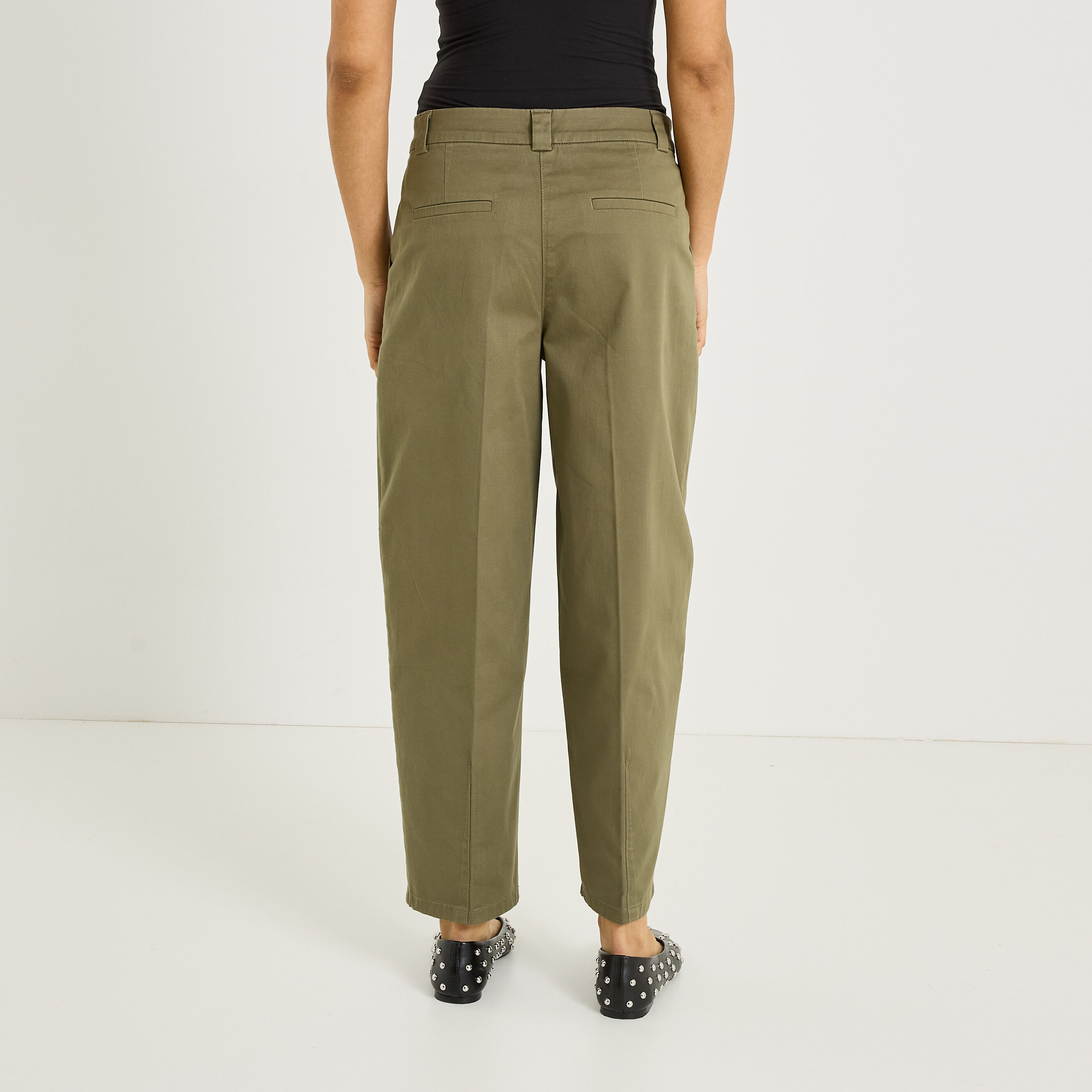 Pantalon barrel &agrave; pinces femme