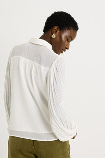 Chemise plumetis manches plissées femme