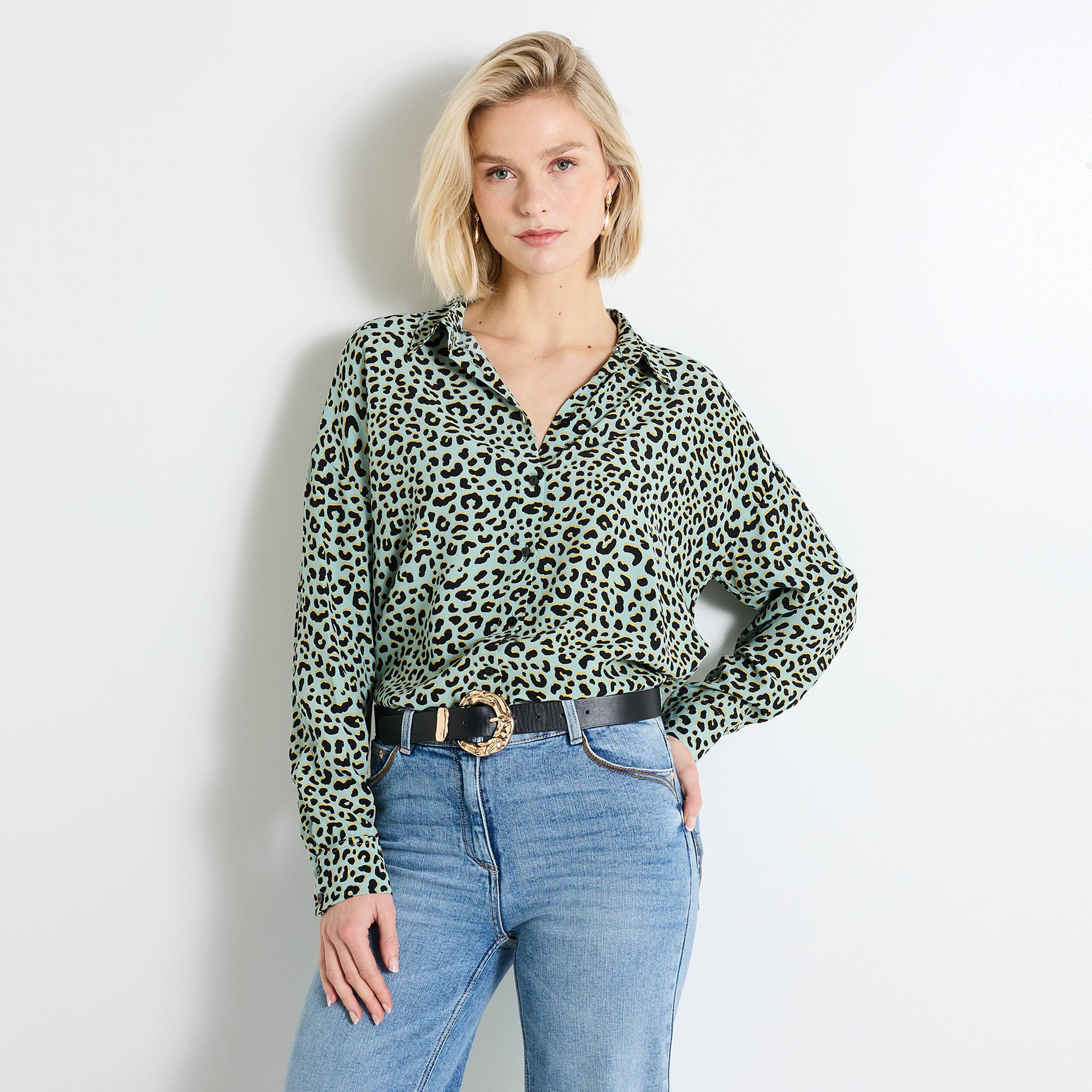 Chemise imprim&eacute; l&eacute;opard femme