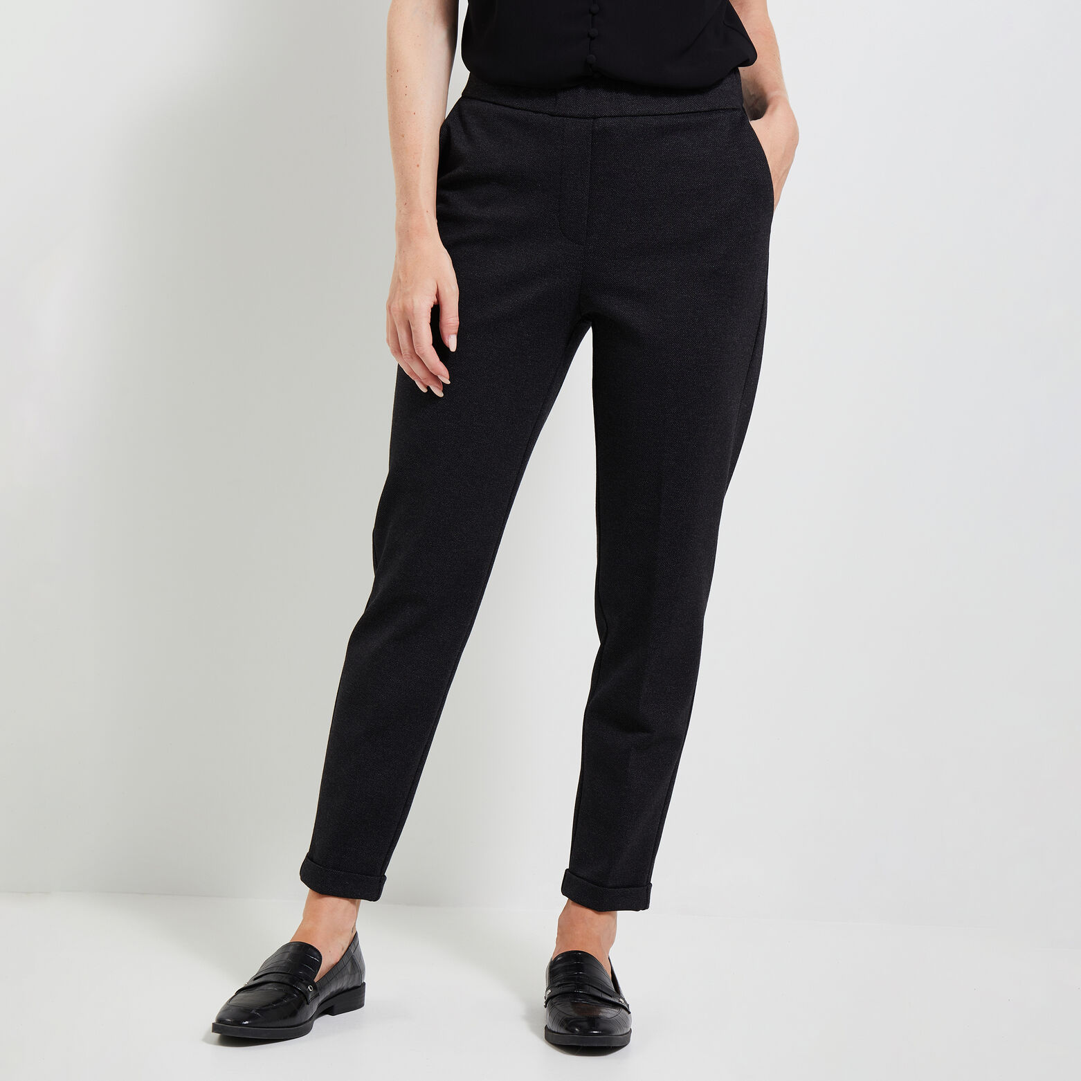 Pantalon cigarette maille femme