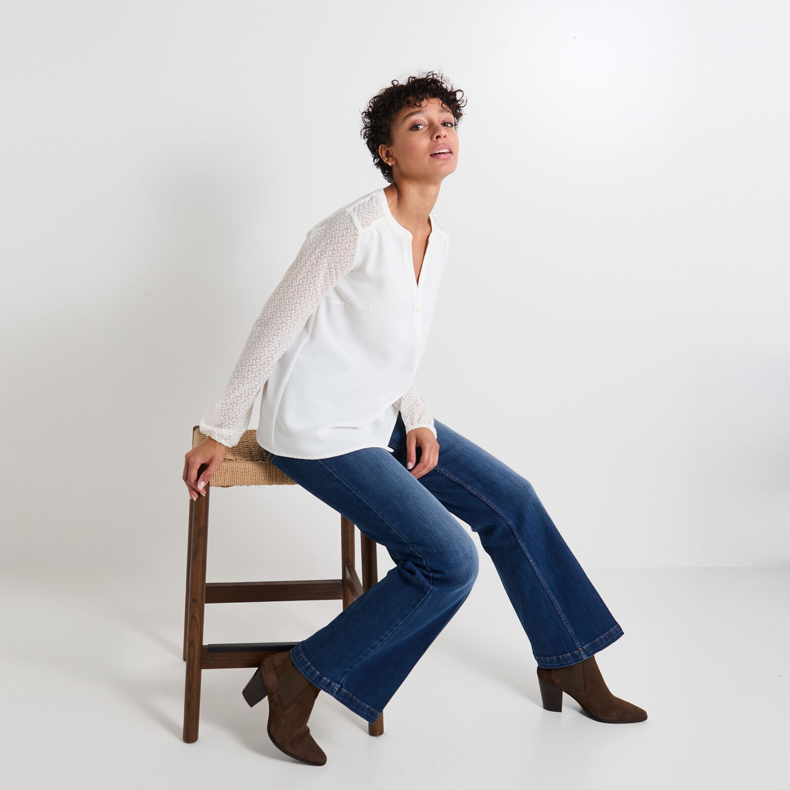 Chemise col V femme