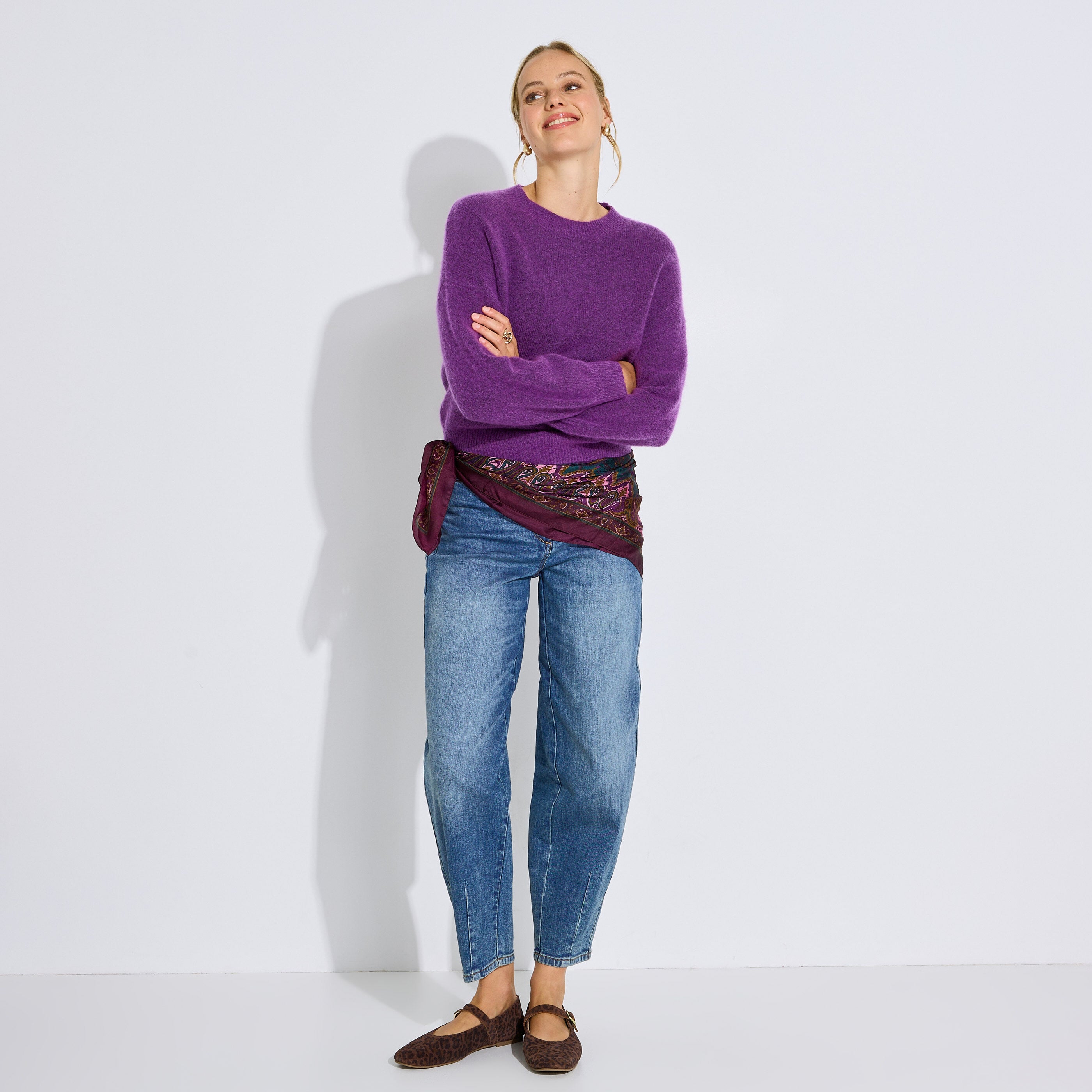 Pull col rond maille moelleuse femme