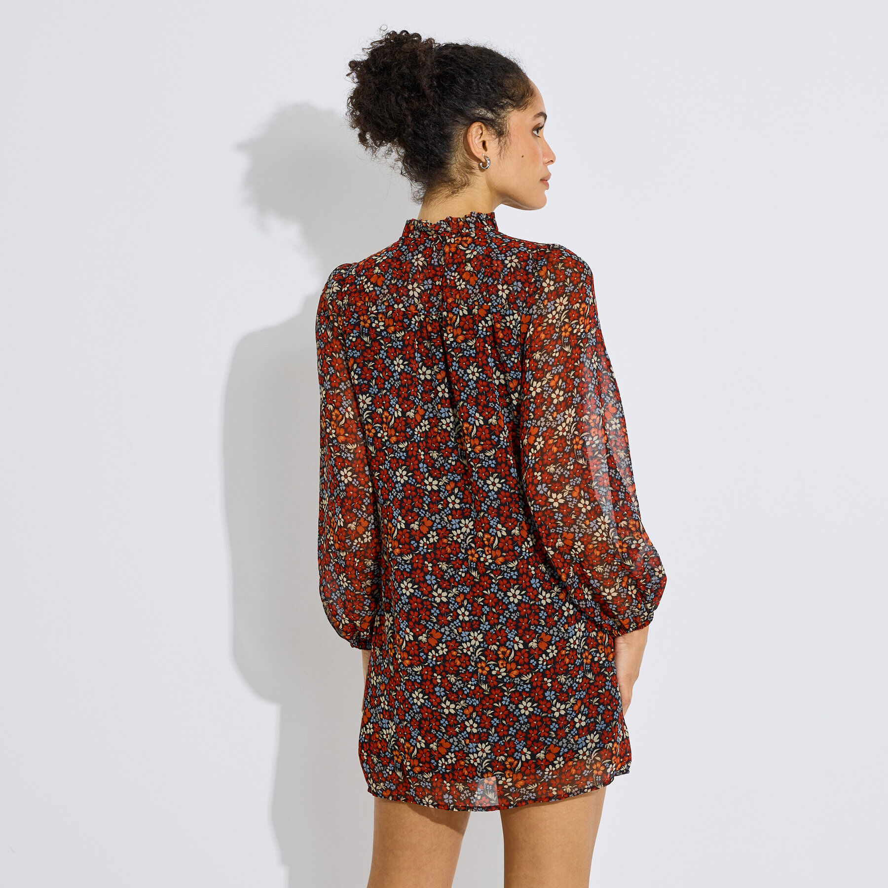 Robe courte imprim&eacute; fleurs femme