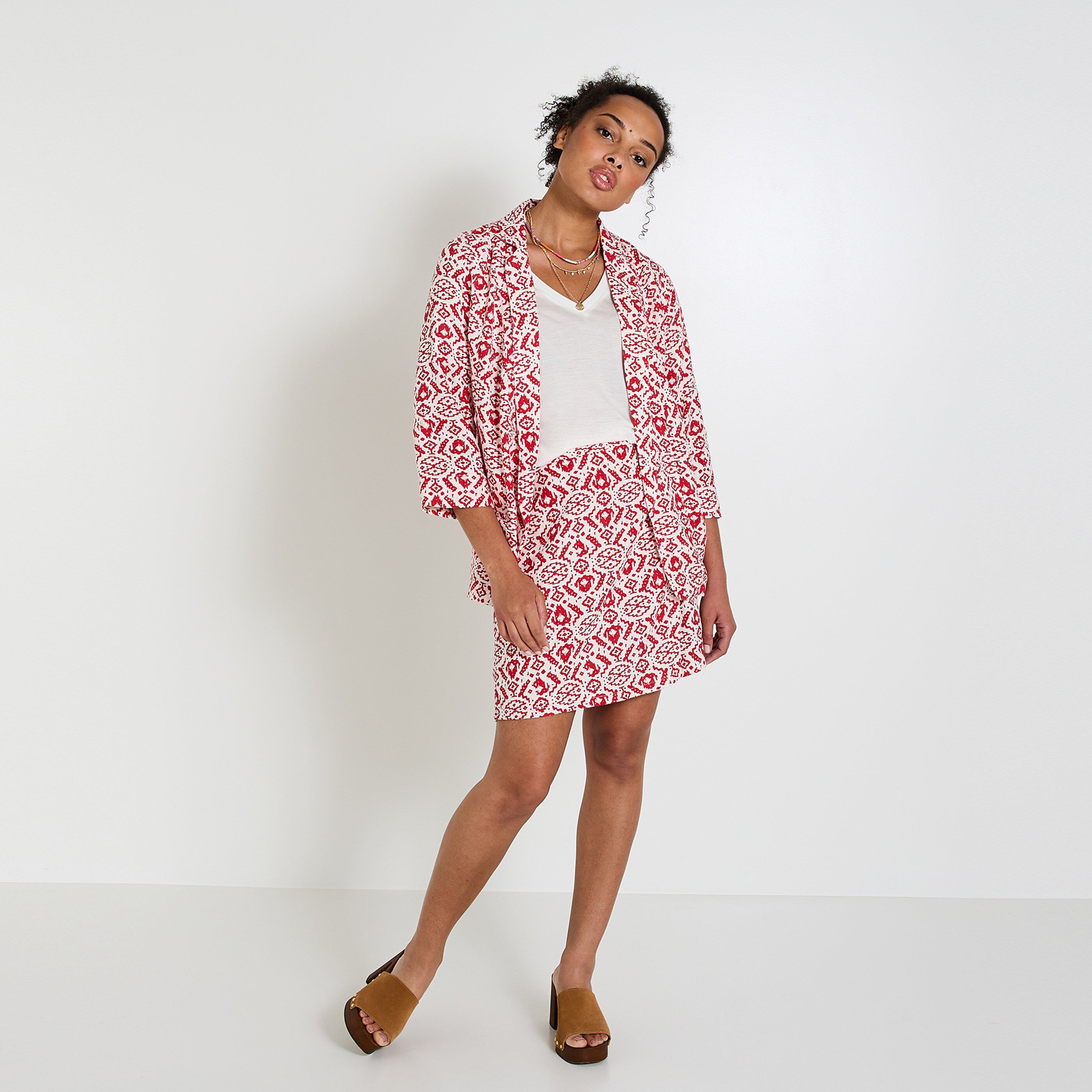 Veste blazer imprim&eacute;e femme