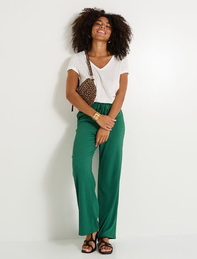 Pantalon en crépon femme