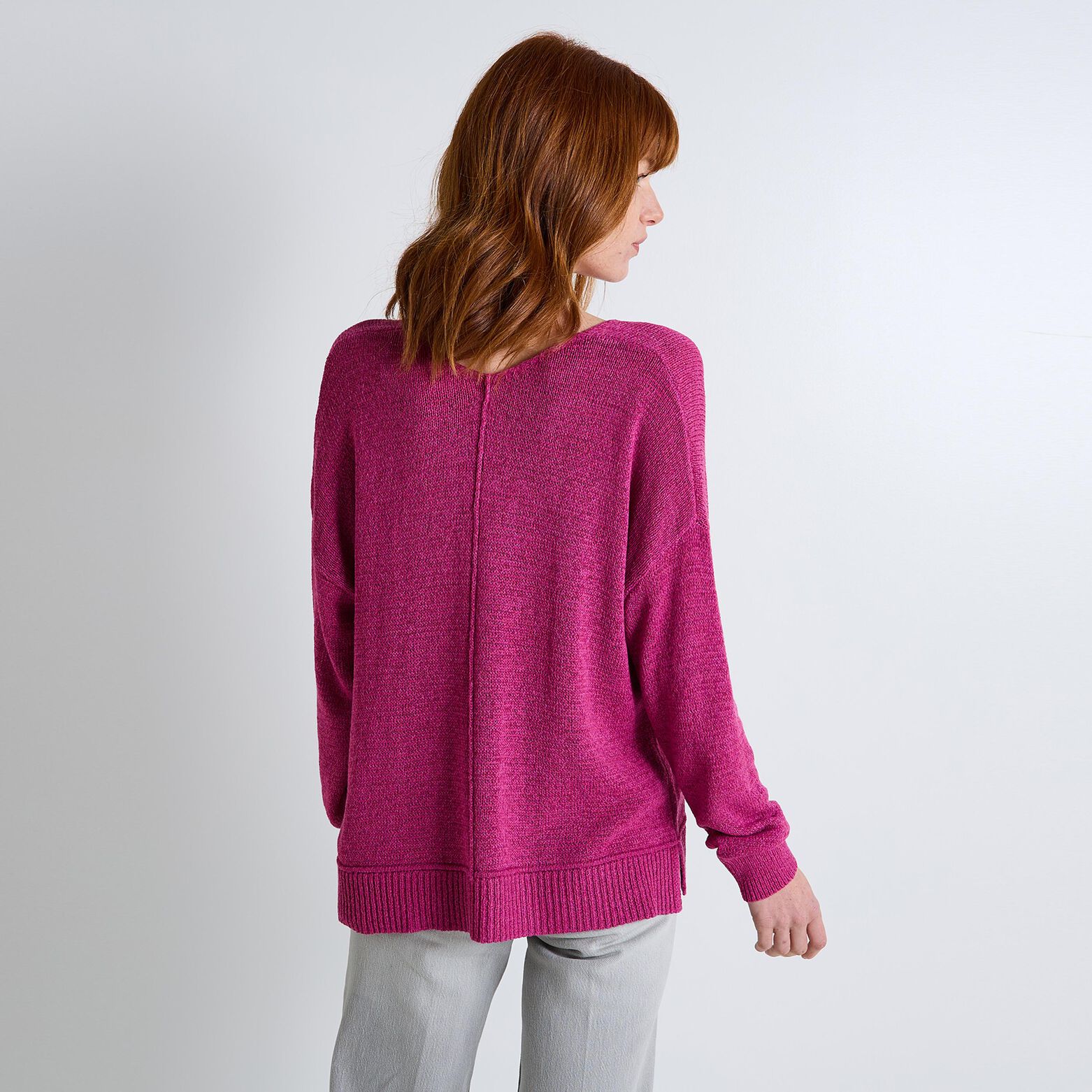 Pull col V femme
