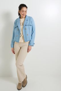 Trench court en denim femme