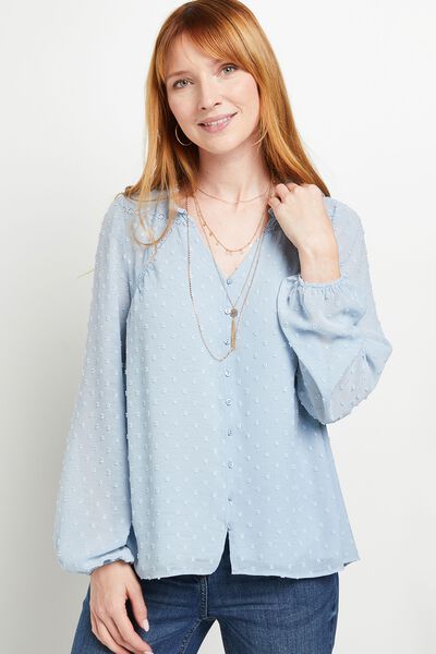 Chemisier plumetis col V femme