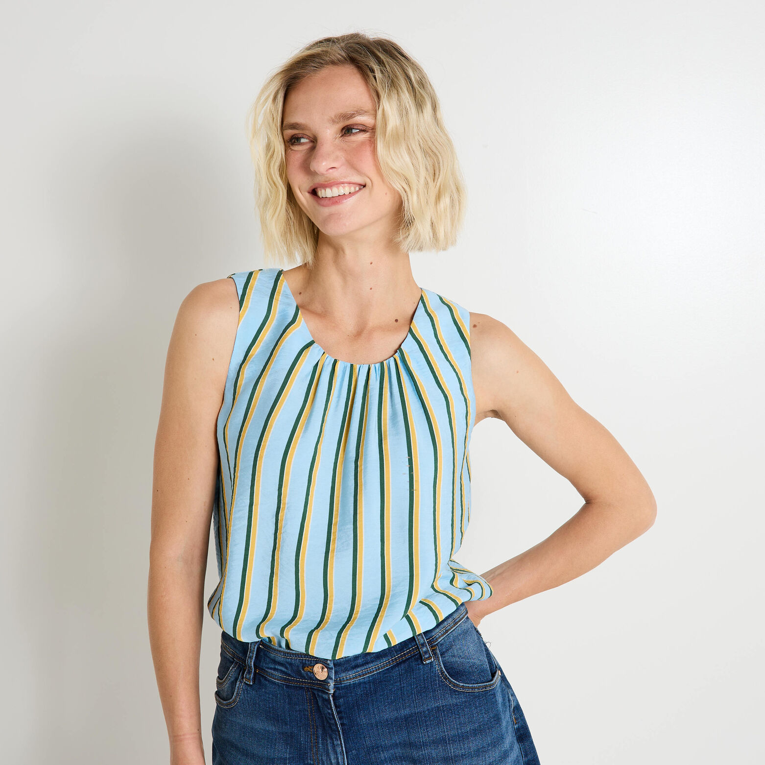 Top col rond femme