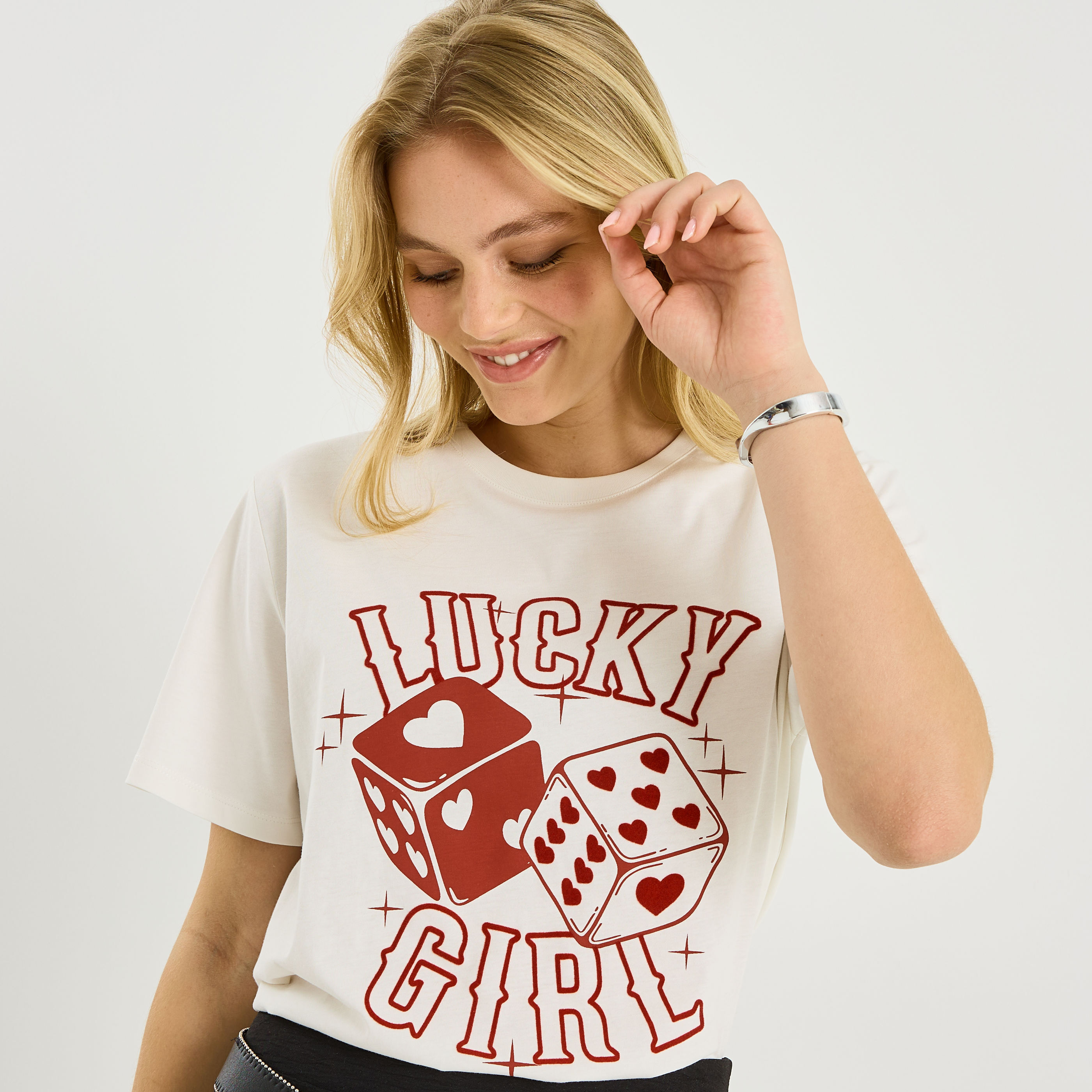 T-shirt col rond print femme