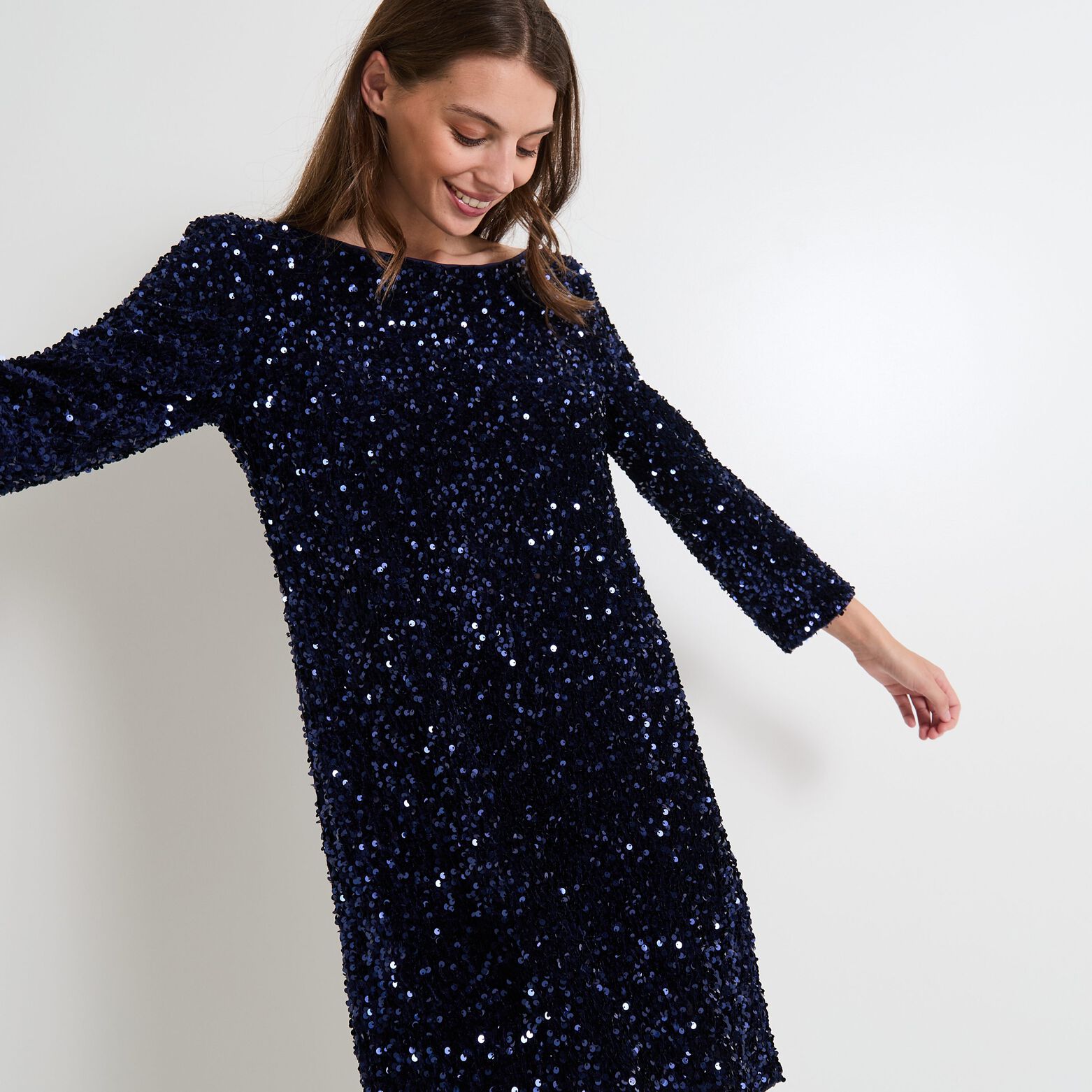 Robe velours paillettes femme