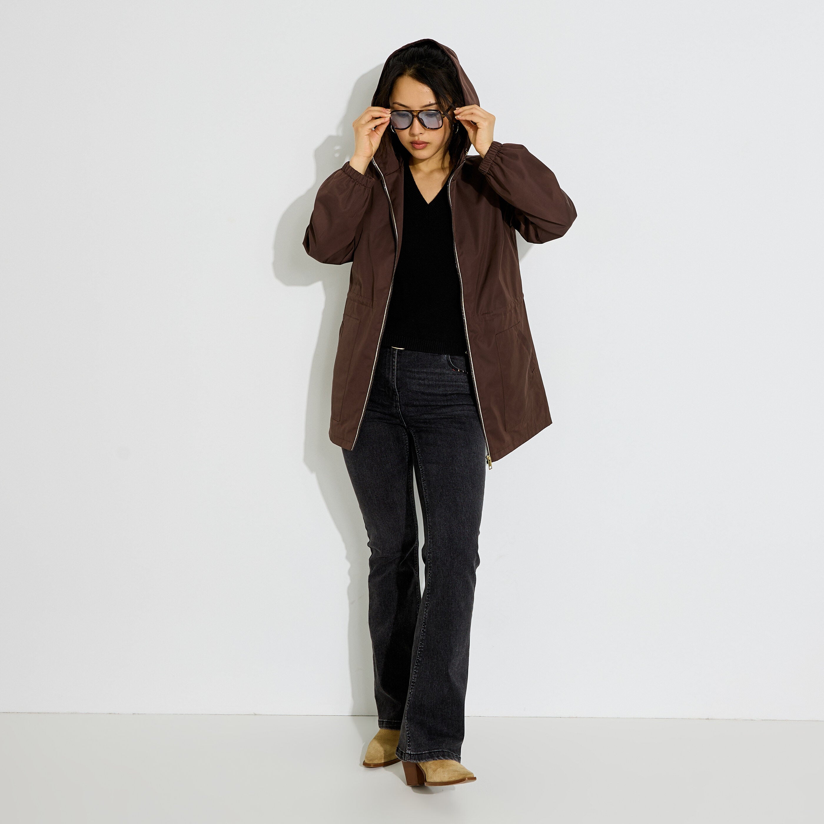 Parka d&eacute;perlante &agrave; capuche femme