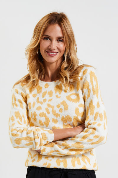 Pull imprimé léopard femme