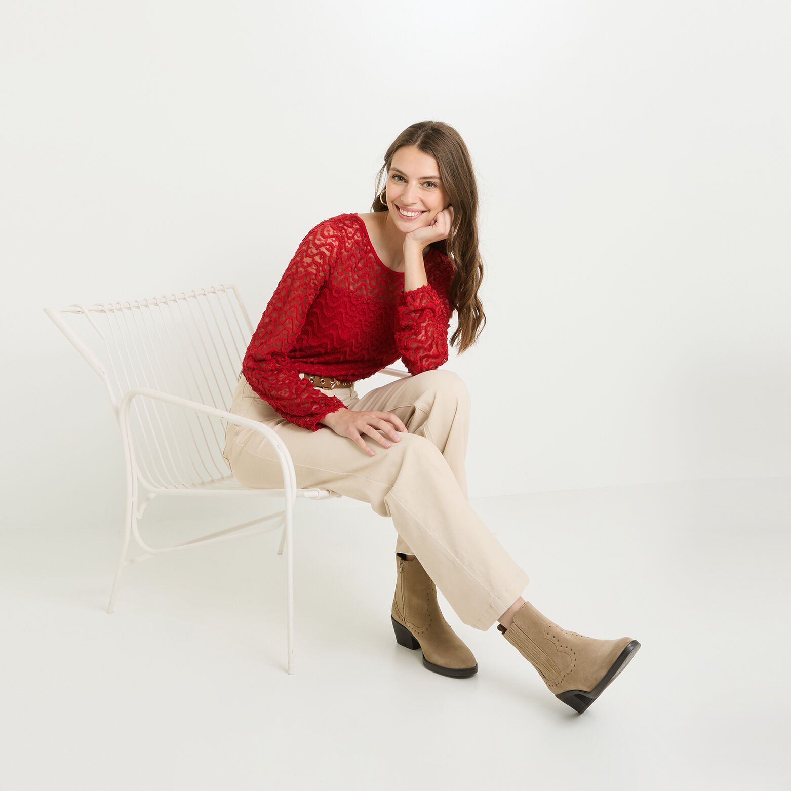 Blouse col rond femme