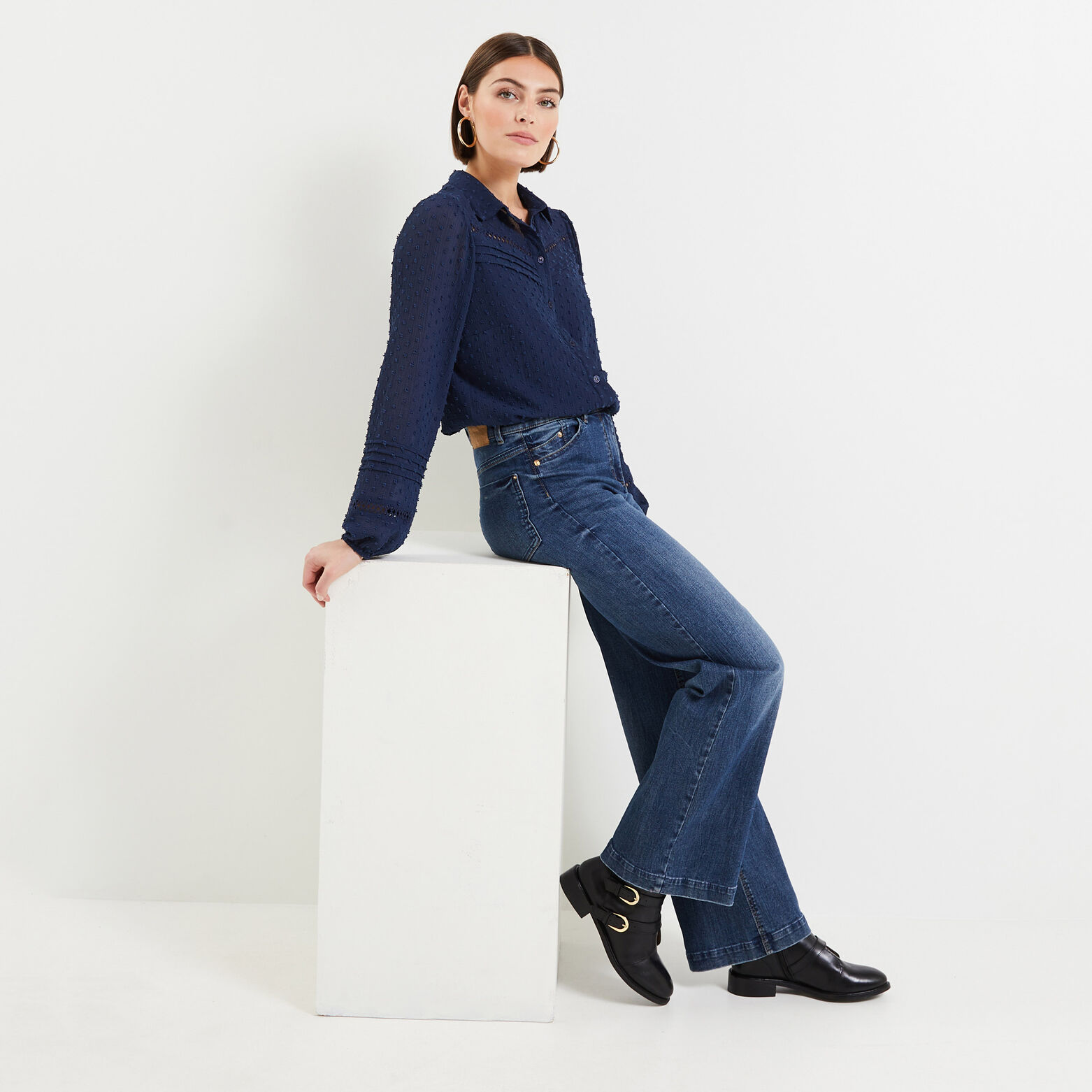 Chemisier plumetis femme