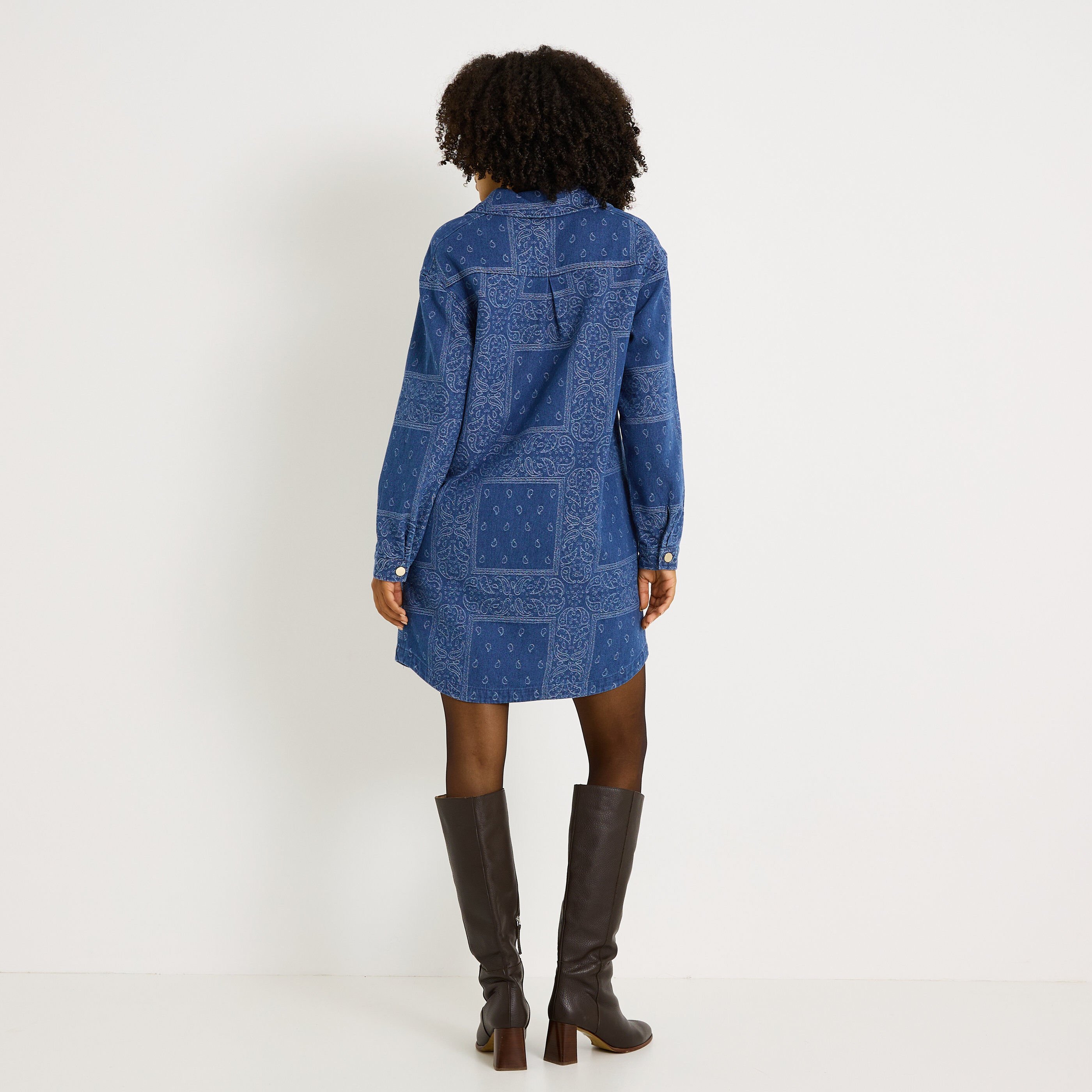 Robe chemise denim femme