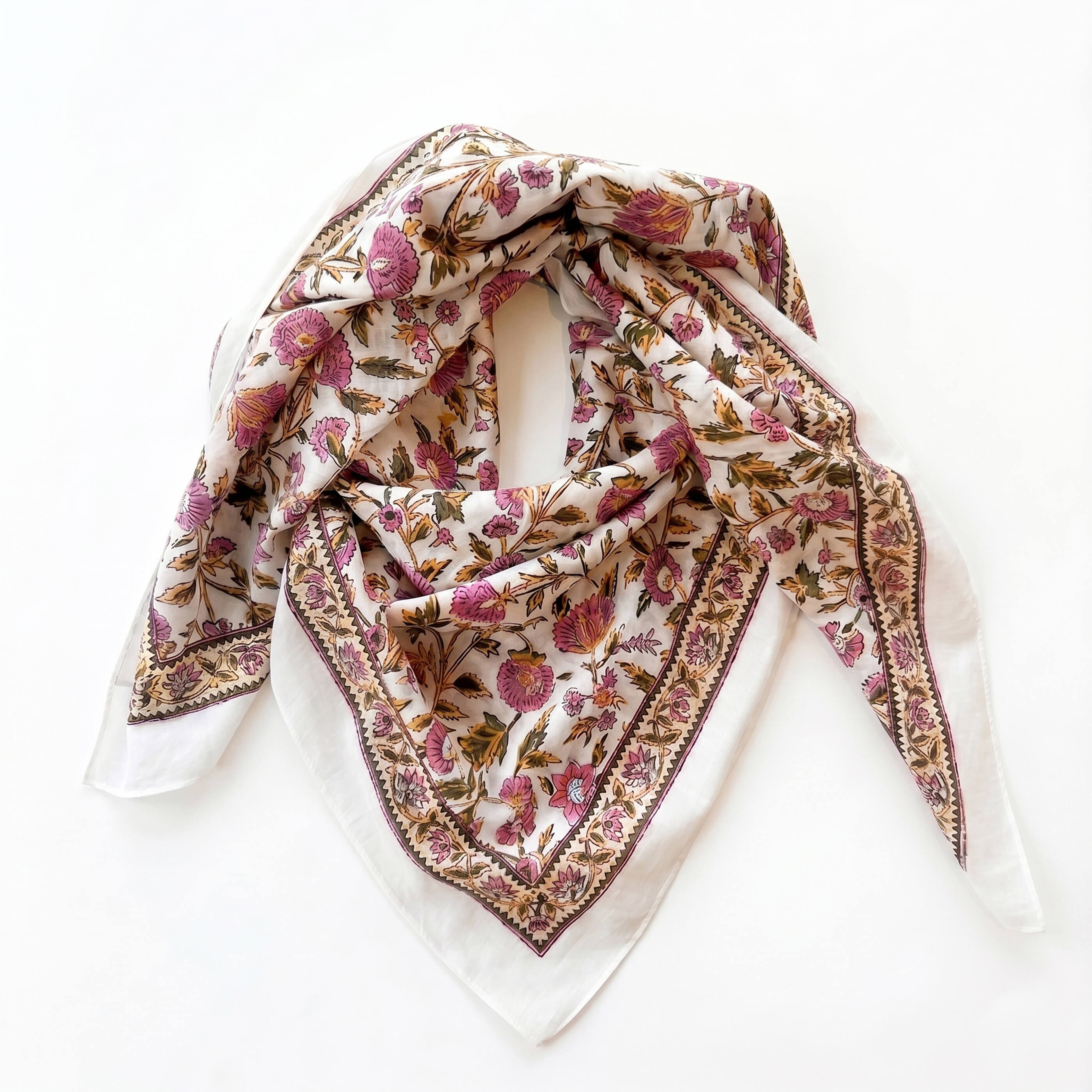 Foulard carr&eacute; imprim&eacute; floral femme