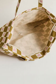 Tote bag à carreaux avec cœurs
