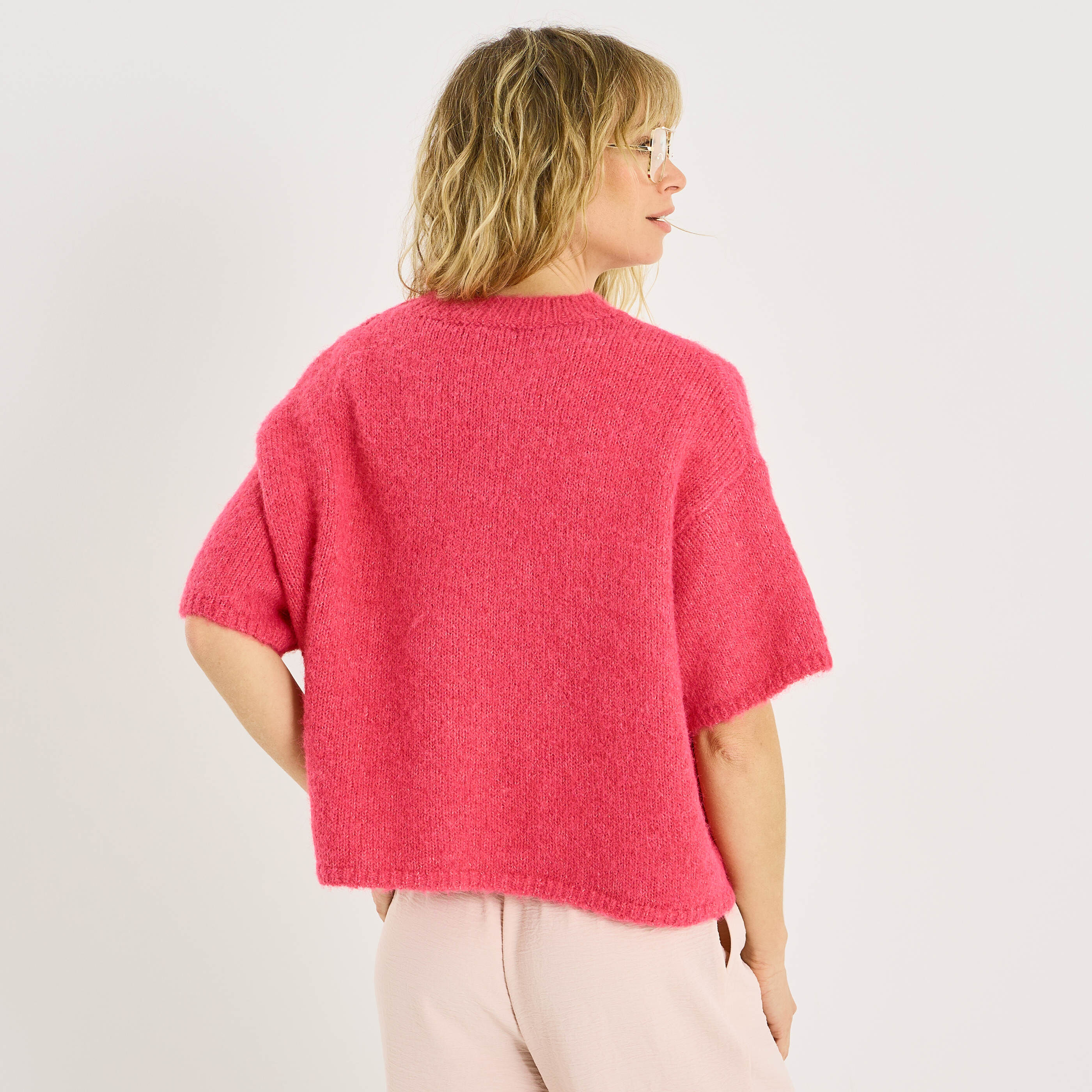 Pull manches courtes ample femme