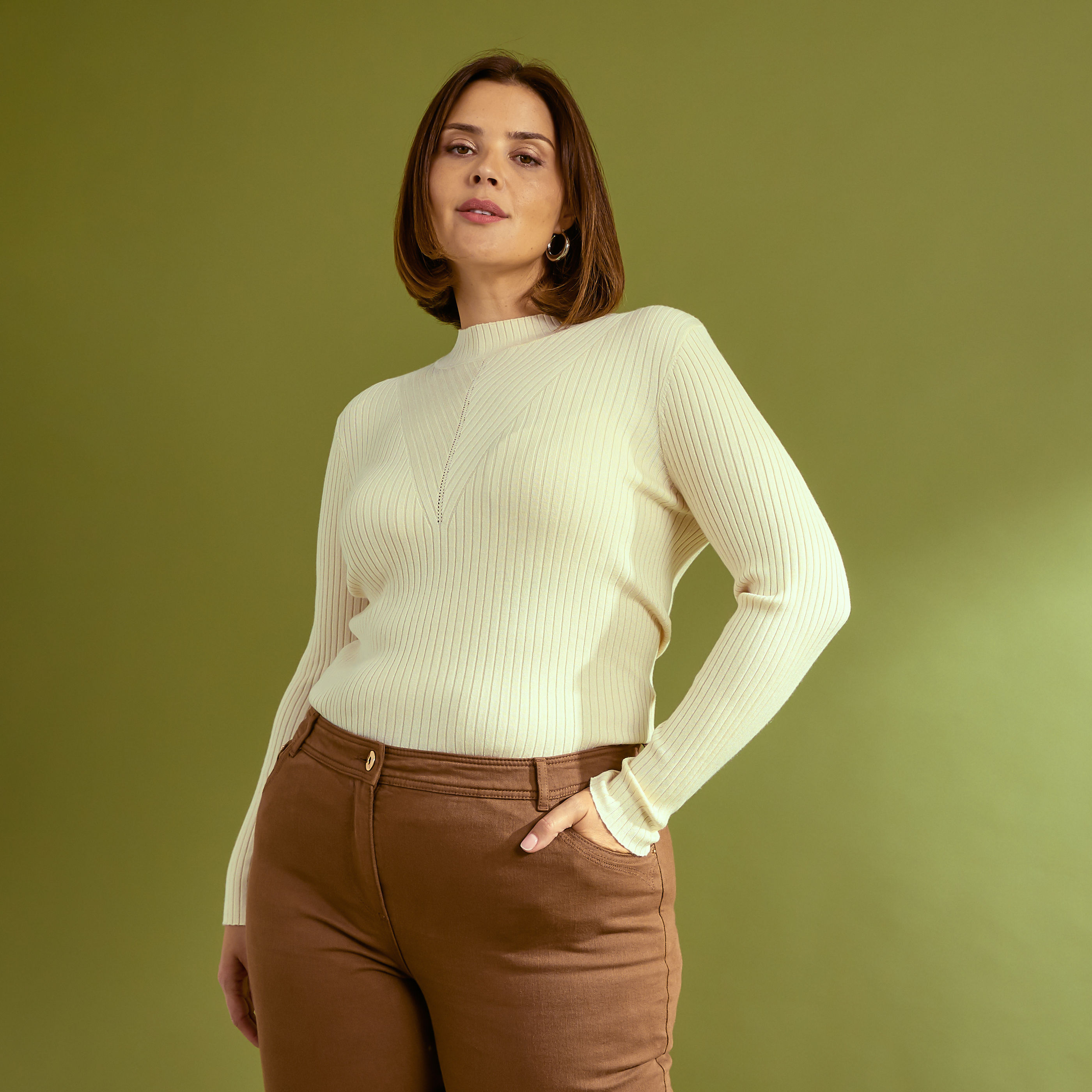 Pull col montant femme