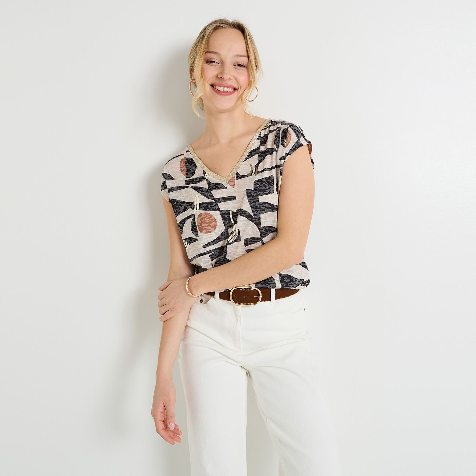T-shirt col V femme