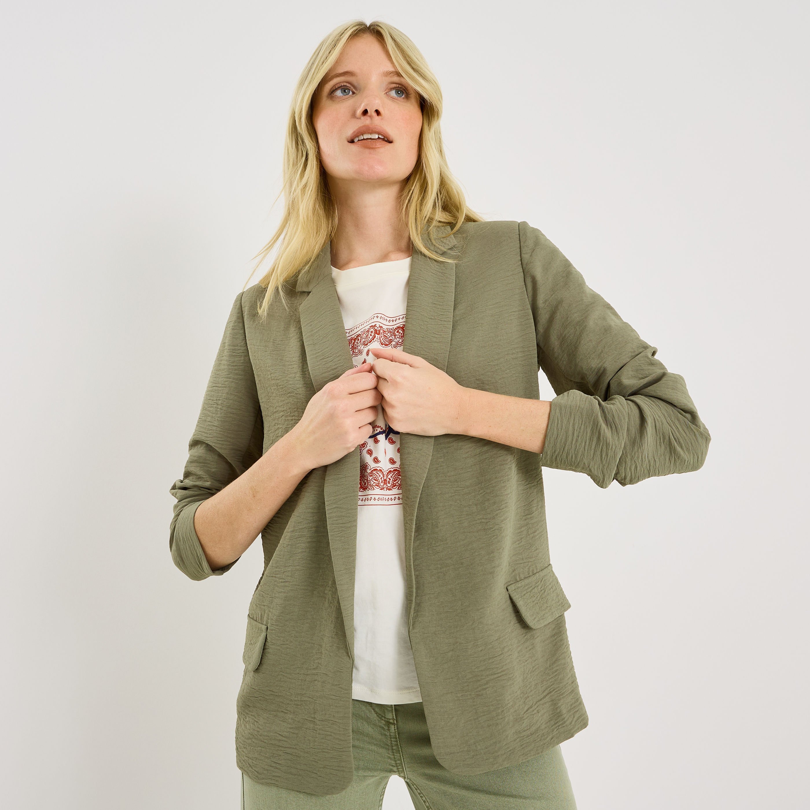 Veste fluide &agrave; col tailleur femme