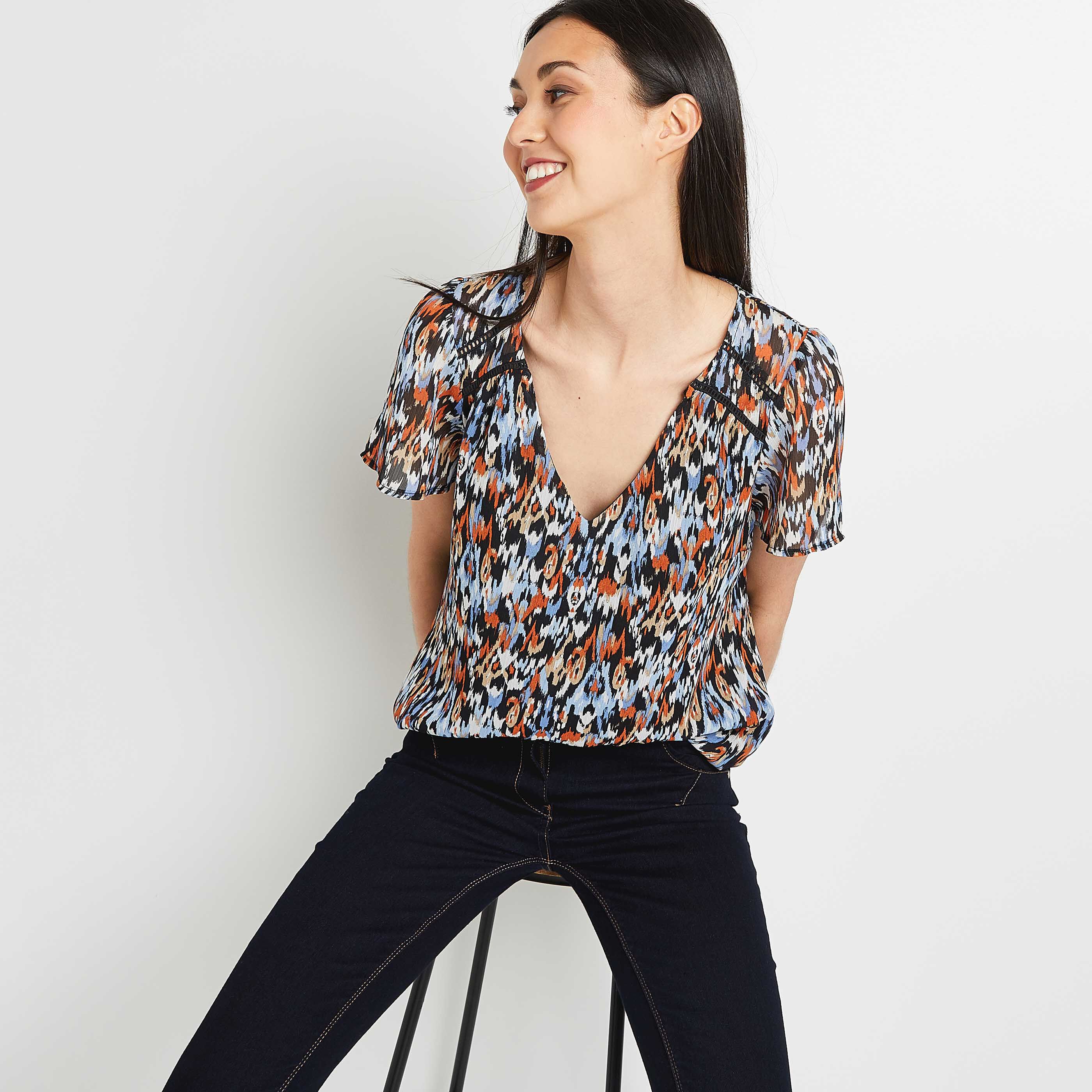 Blouse top ethnique femme