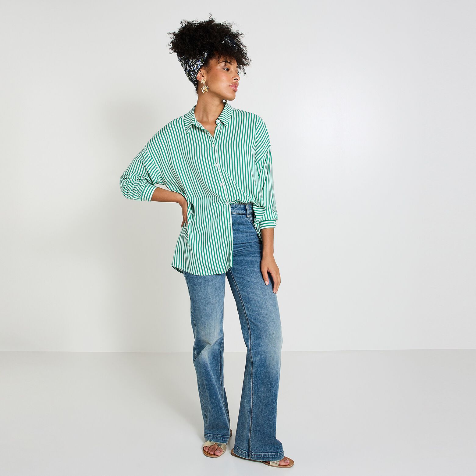 Chemise loose rayée femme