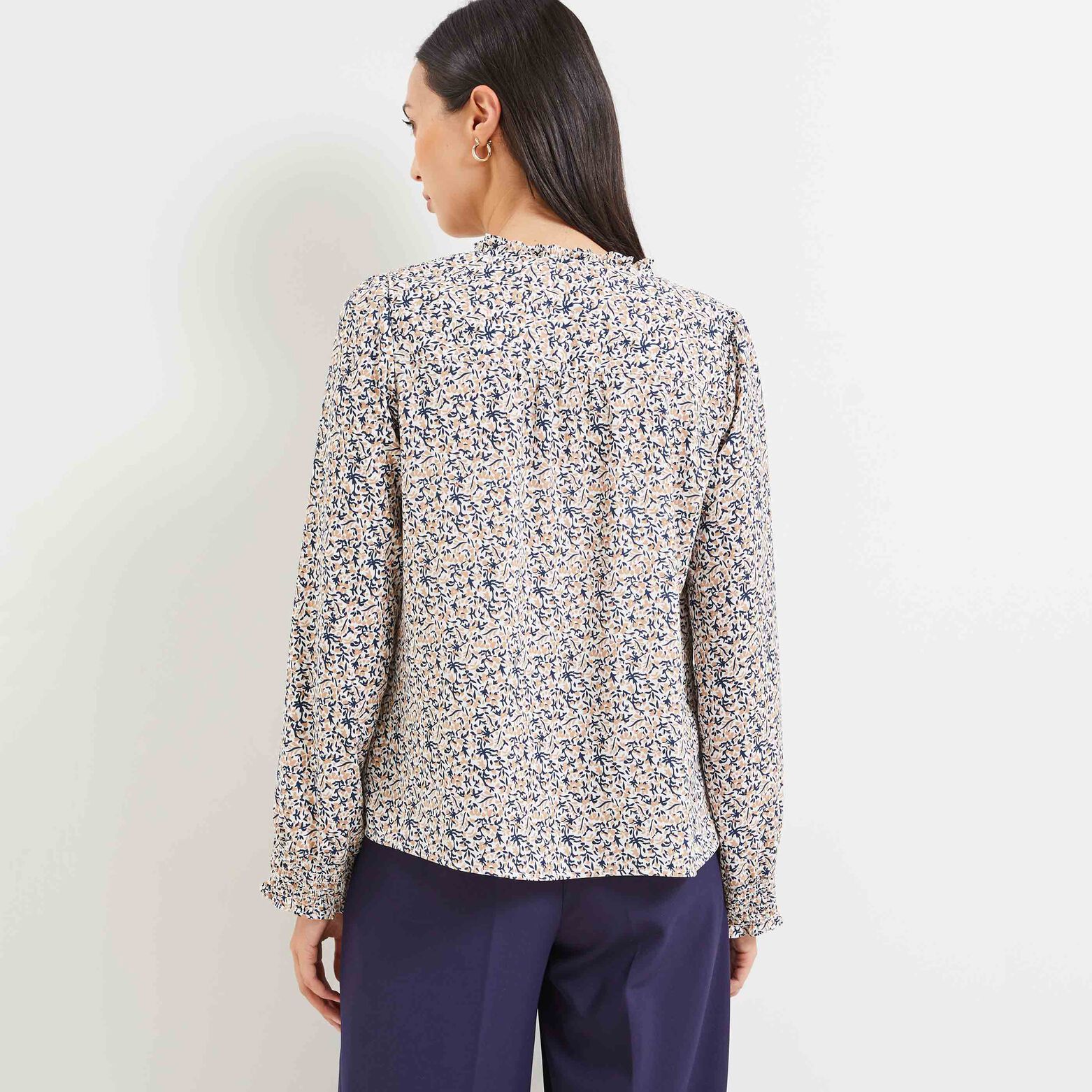 Blouse à smock fleurie